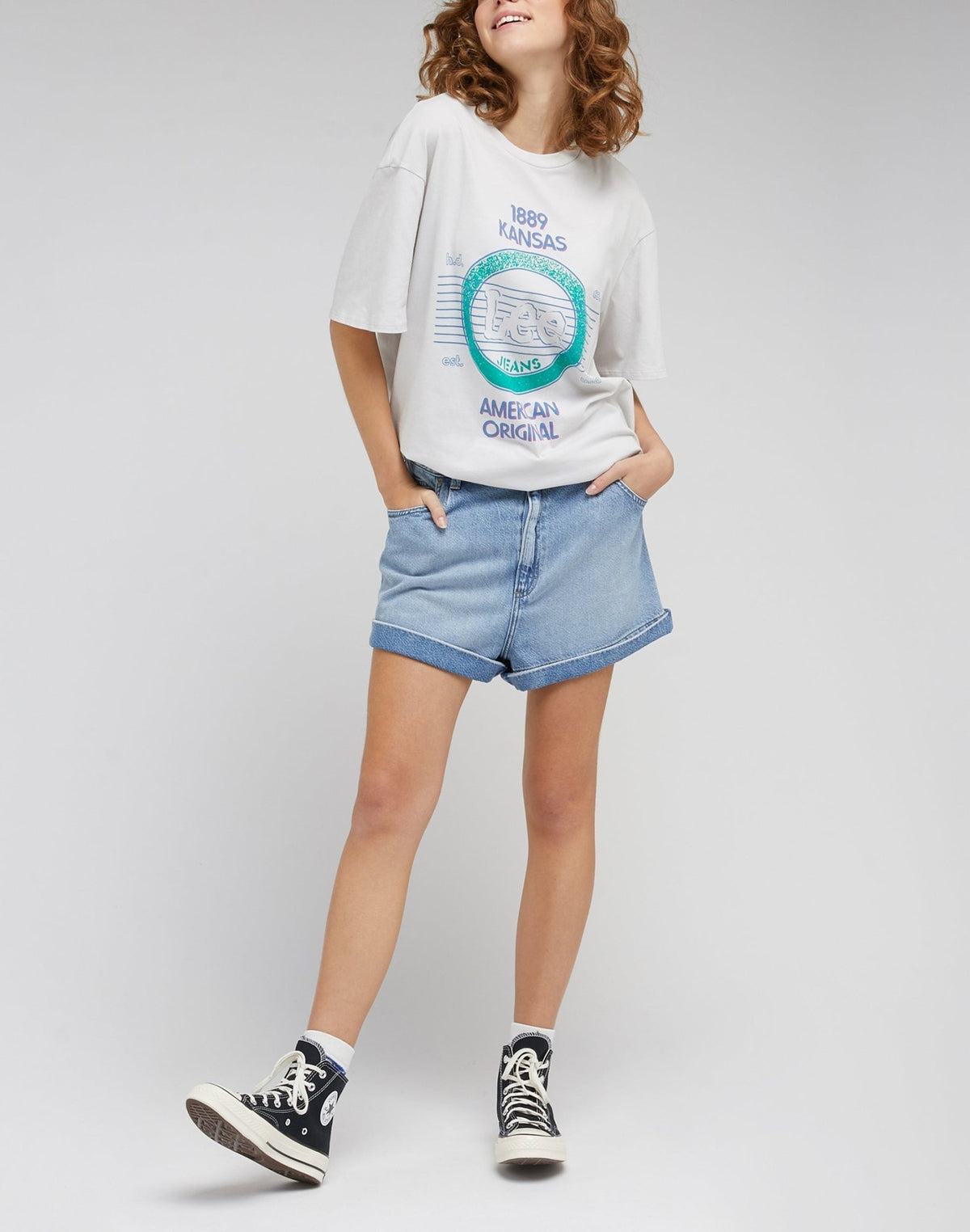 Pleated Short in Frosted Blue - LEE Schweiz