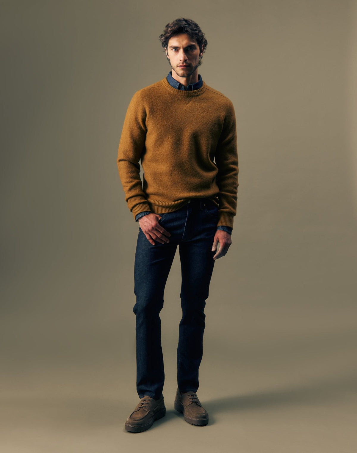 Pullover Boiled Wool in Golden Tobacco - LEE Schweiz