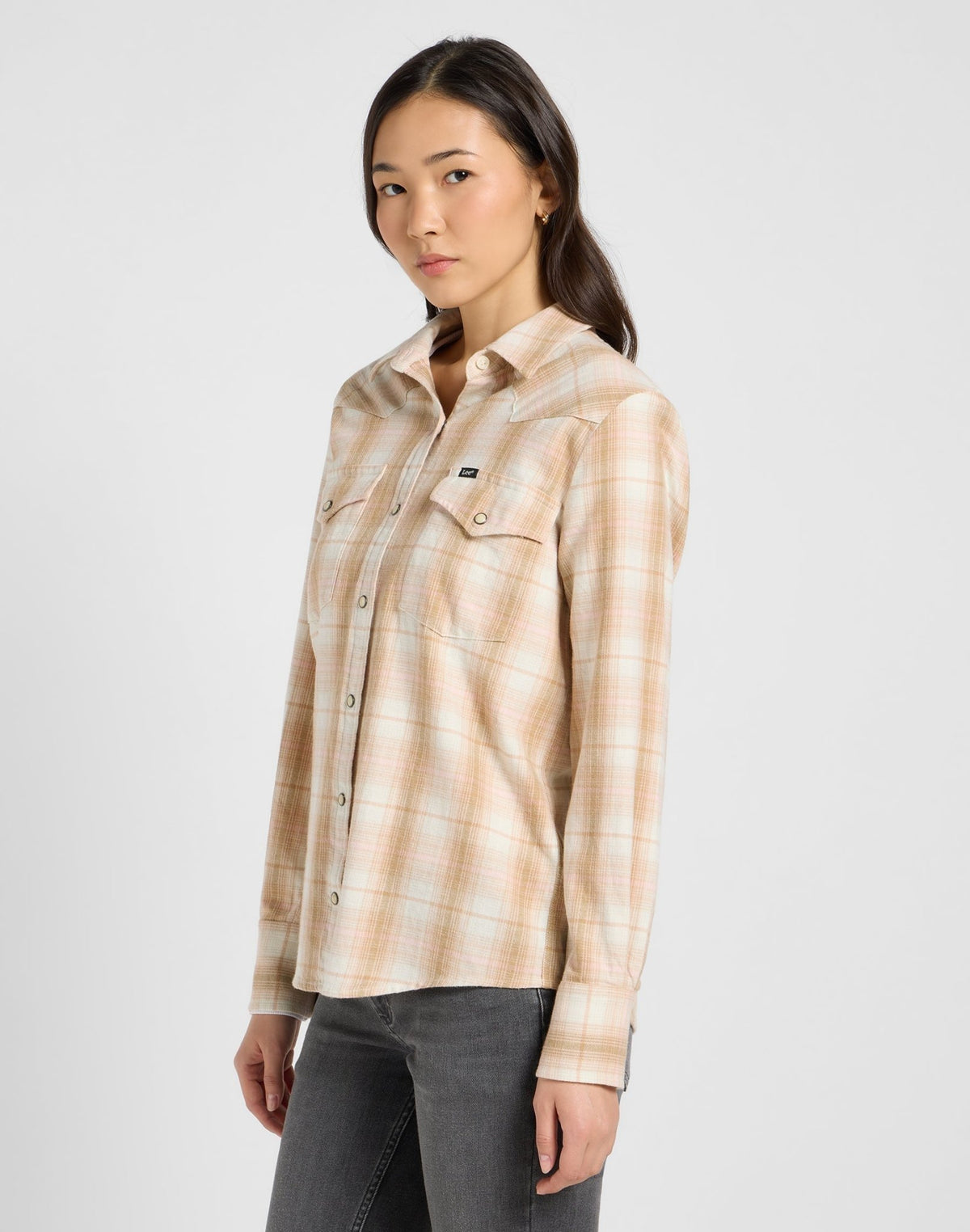 Regular Western Shirt in Khaki Plaid - LEE Schweiz