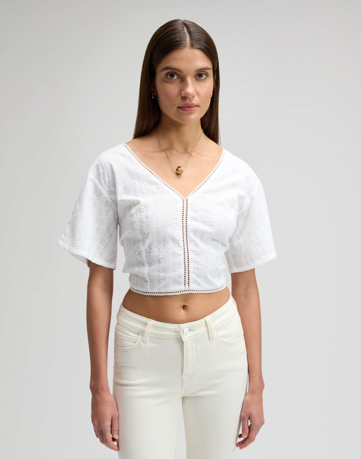 Tied Back Blouse in Bright White - LEE Schweiz
