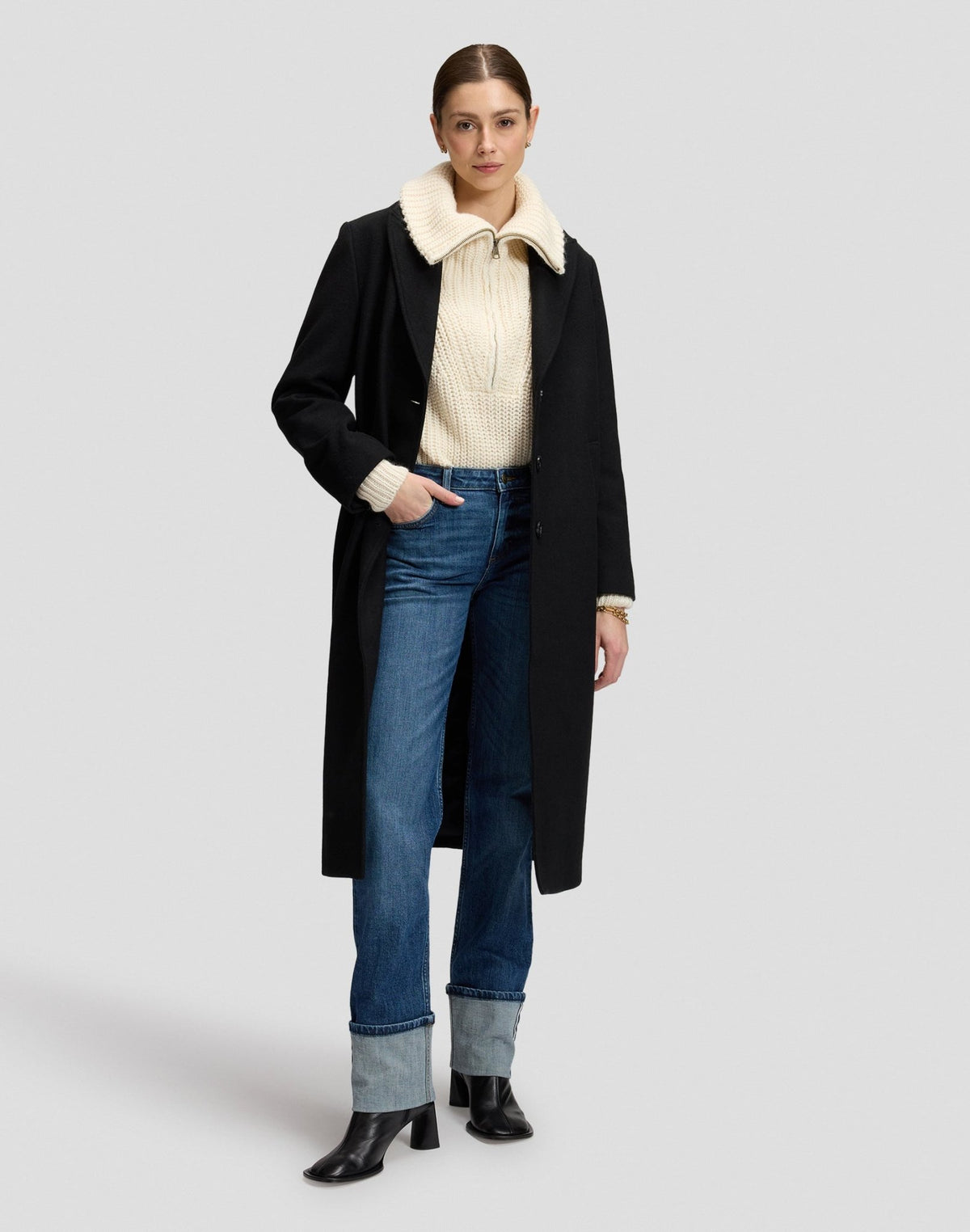 Wintermantel Long Wool in Black - LEE Schweiz