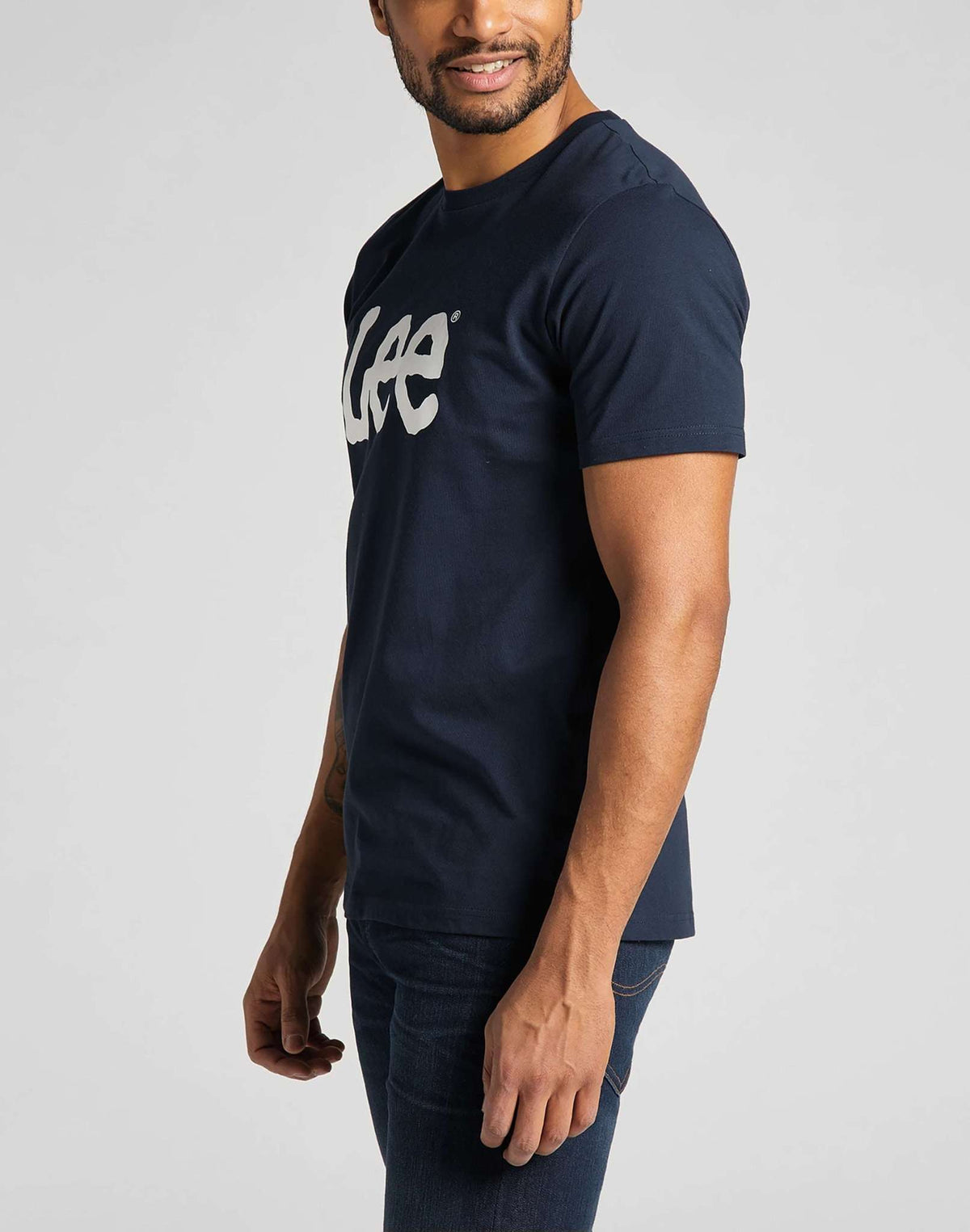 Wobbly Logo Tee in Navy