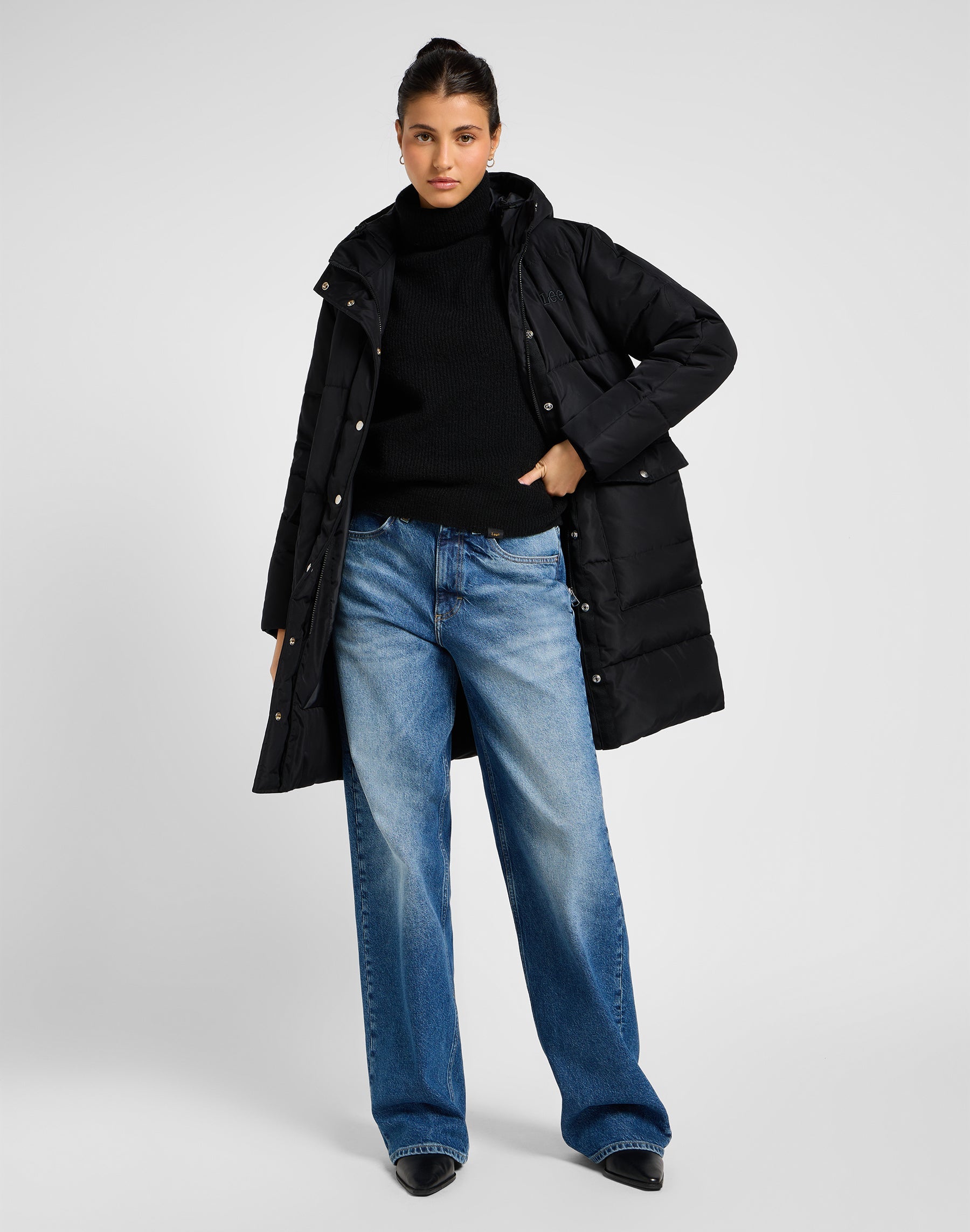 Long Puffer Jacket in Unionall Black