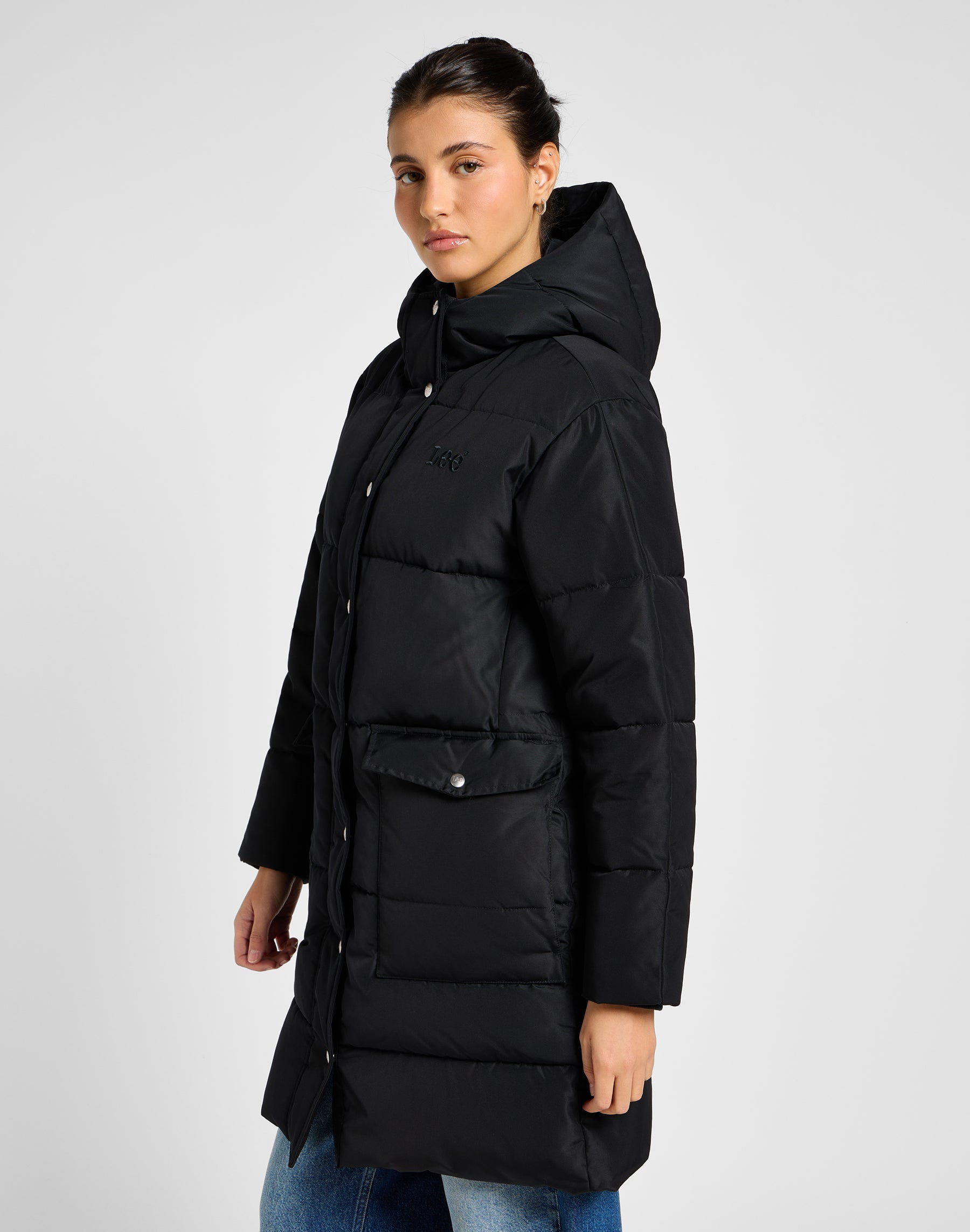 Long Puffer Jacket in Unionall Black