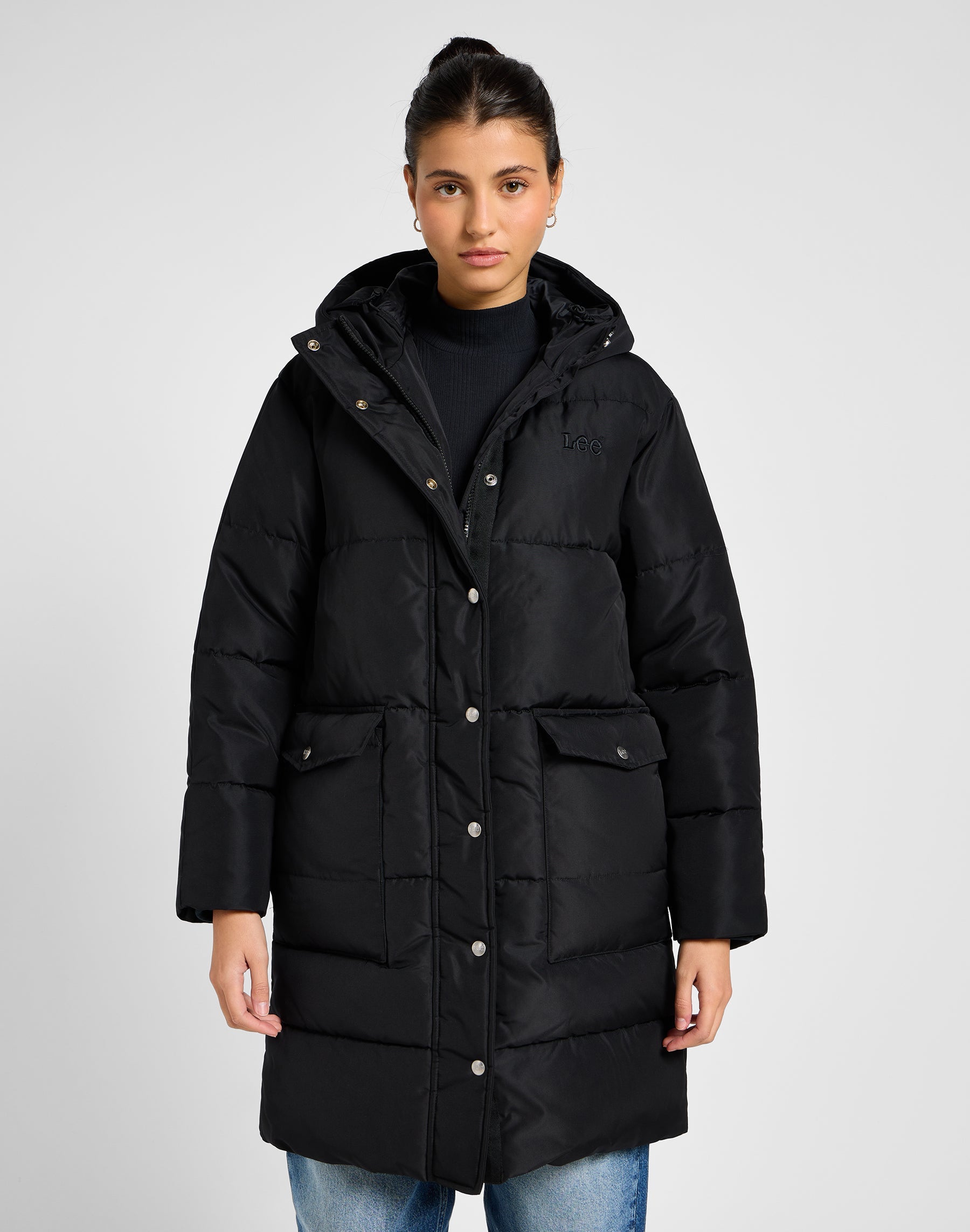 Long Puffer Jacket in Unionall Black
