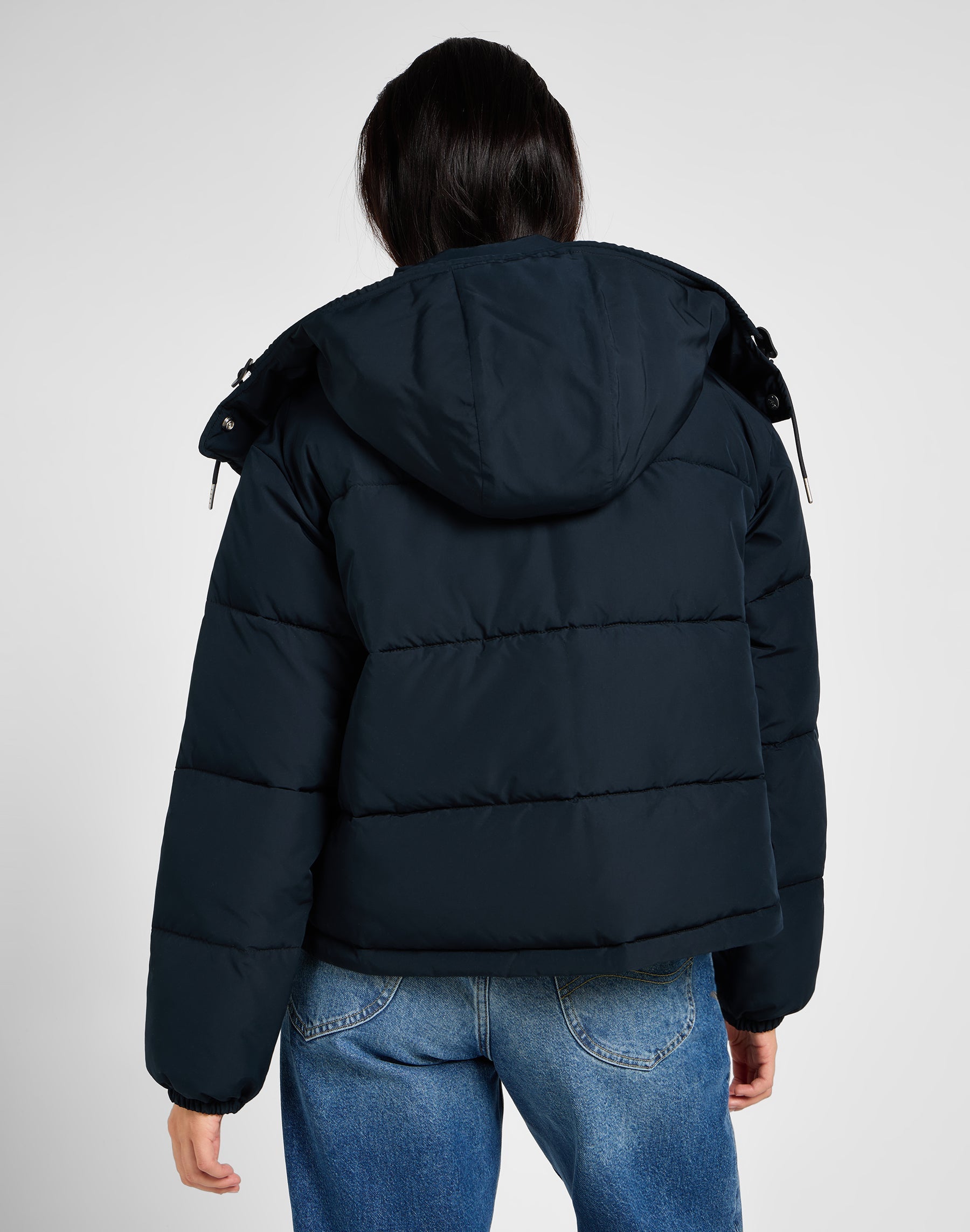 Hooded Short Puffer in Unionall Black