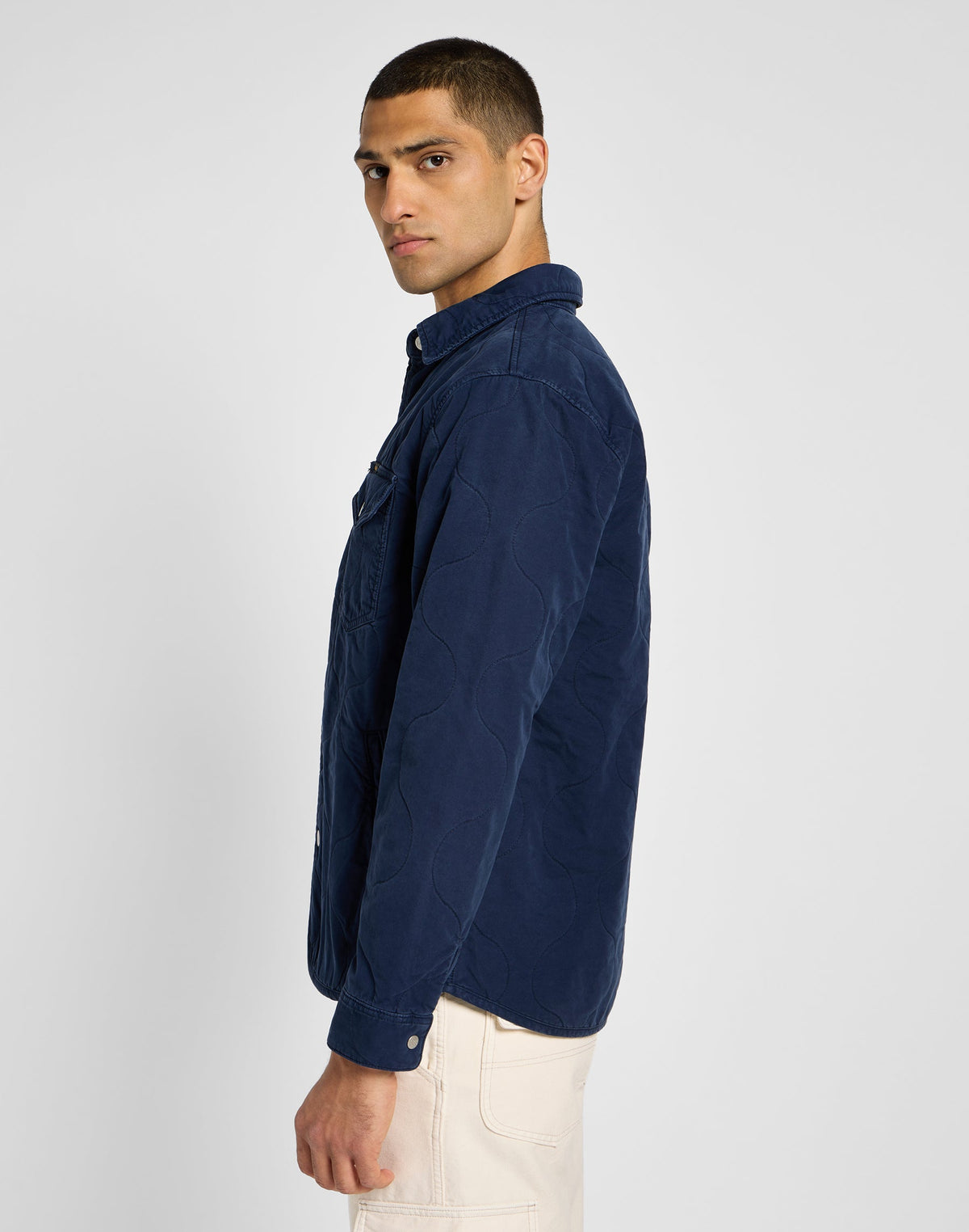 Quilted Shirt Jacket in Mood Indigo