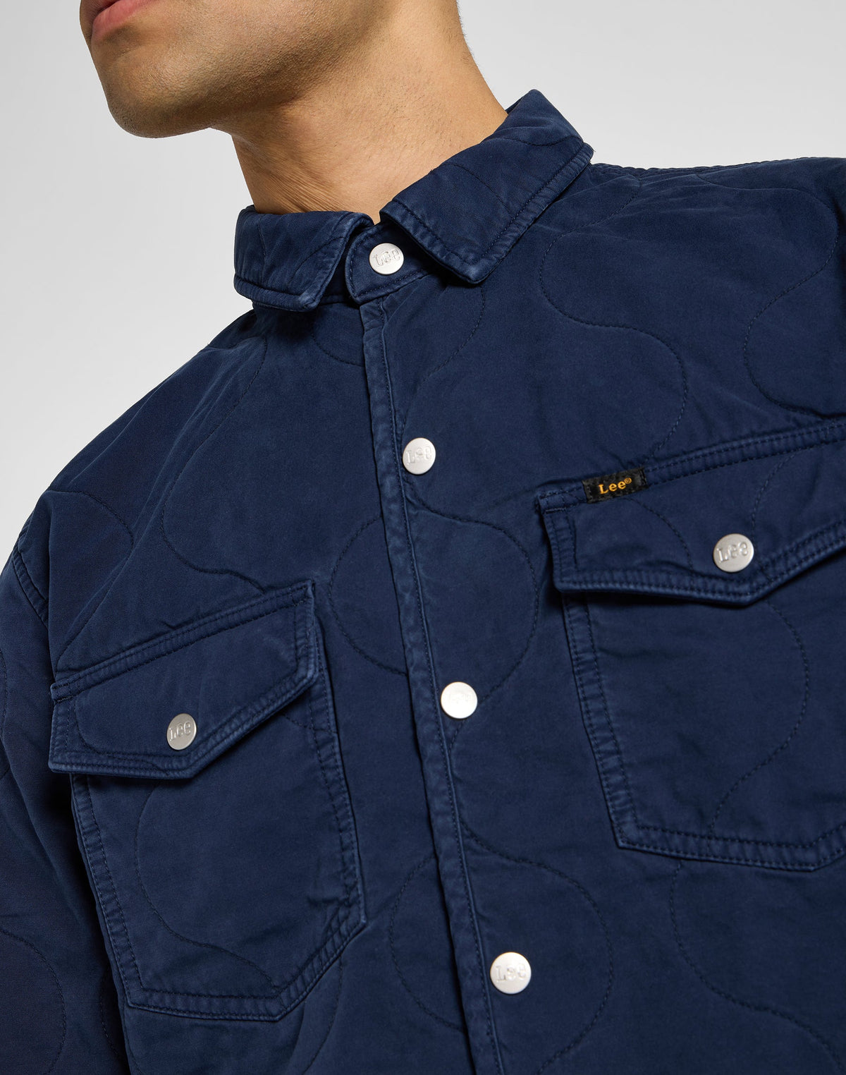 Quilted Shirt Jacket in Mood Indigo