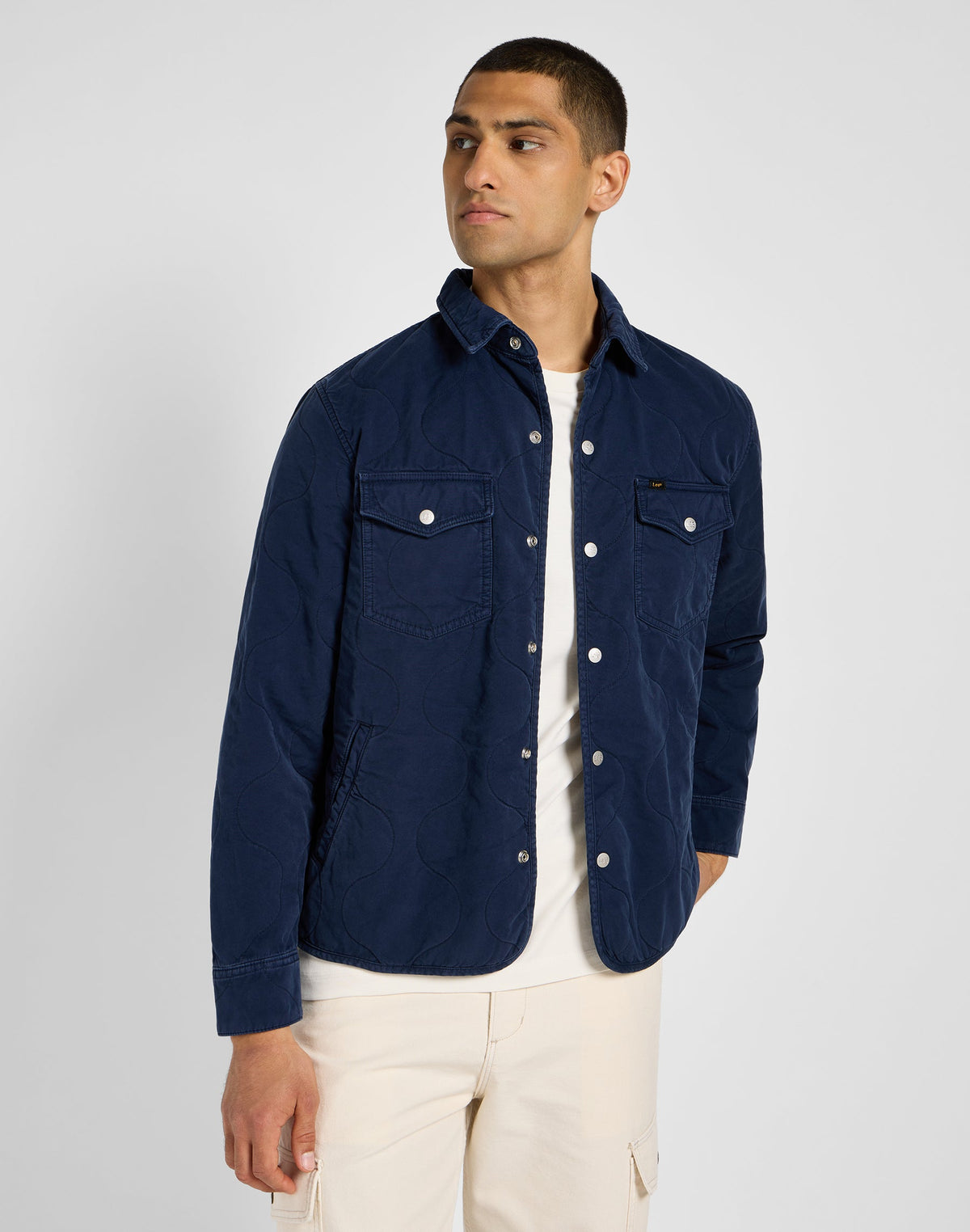 Quilted Shirt Jacket in Mood Indigo