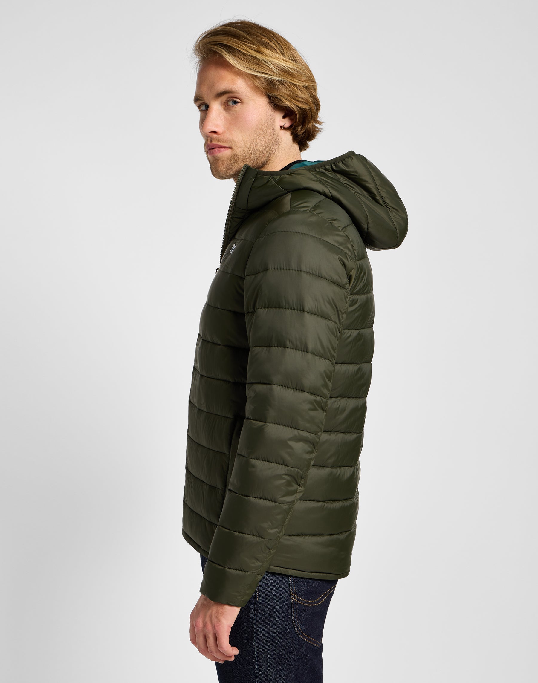Light Puffer Jacket in Olive Night