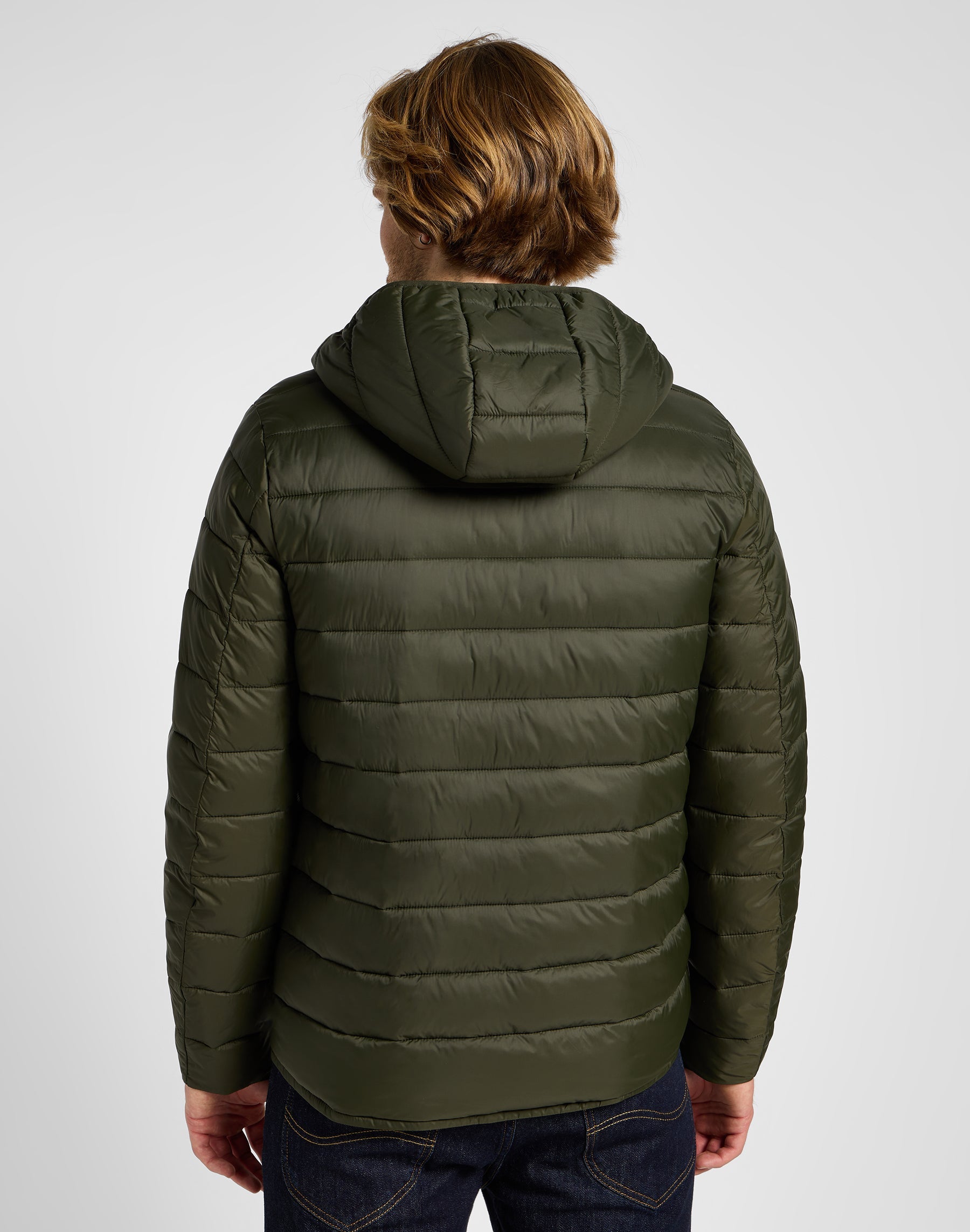 Light Puffer Jacket in Olive Night