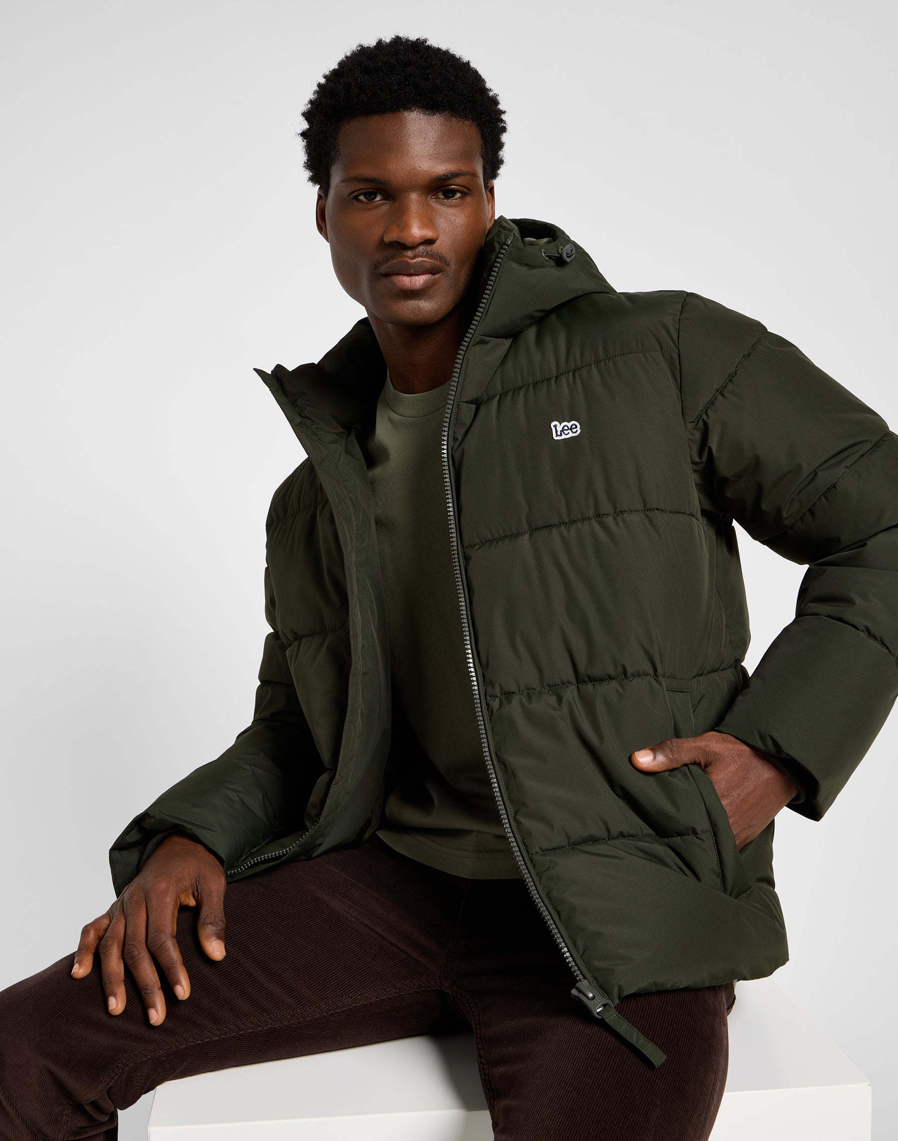 Puffer Jacket in Olive Night