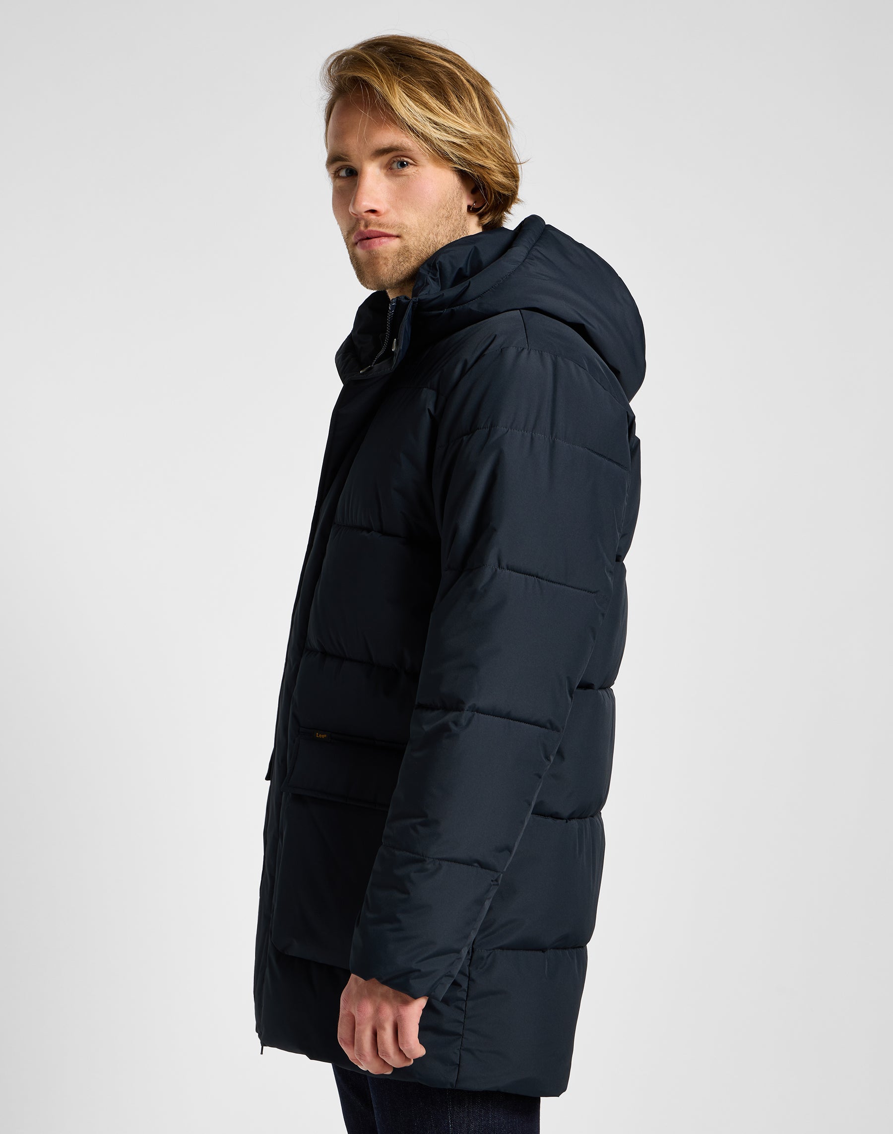 Long Puffer Jacket in Black