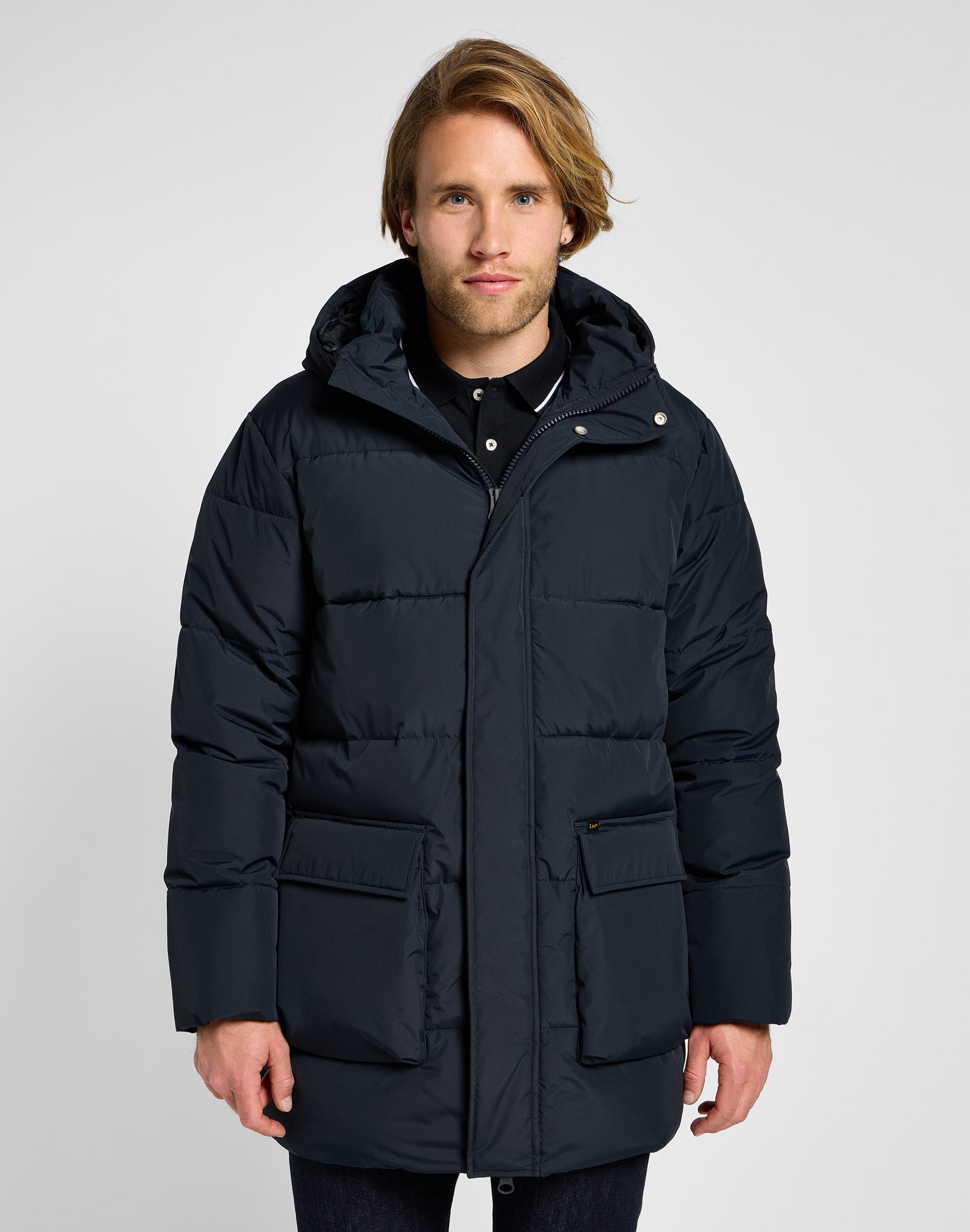 Long Puffer Jacket in Black
