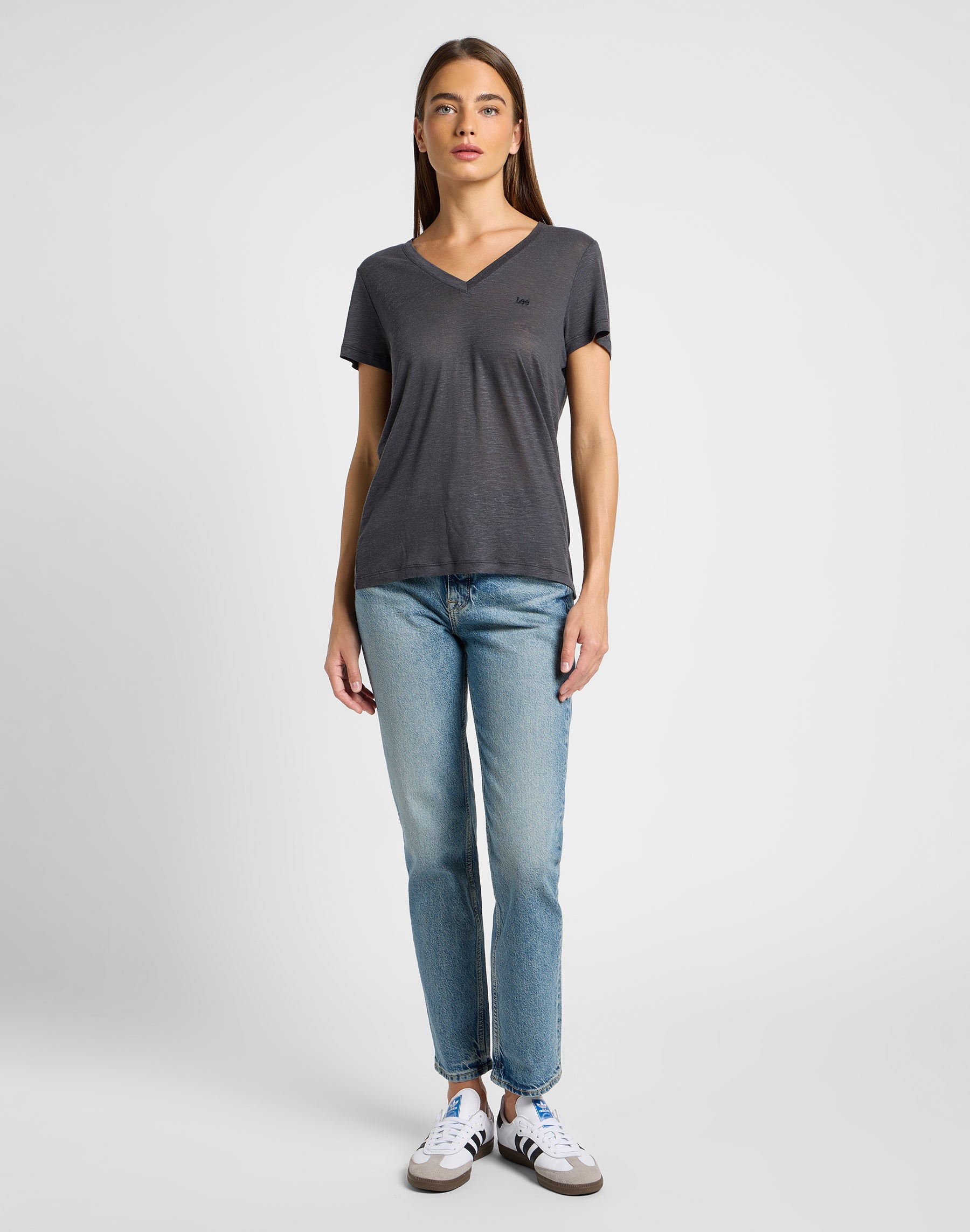 V Neck Tee in Black