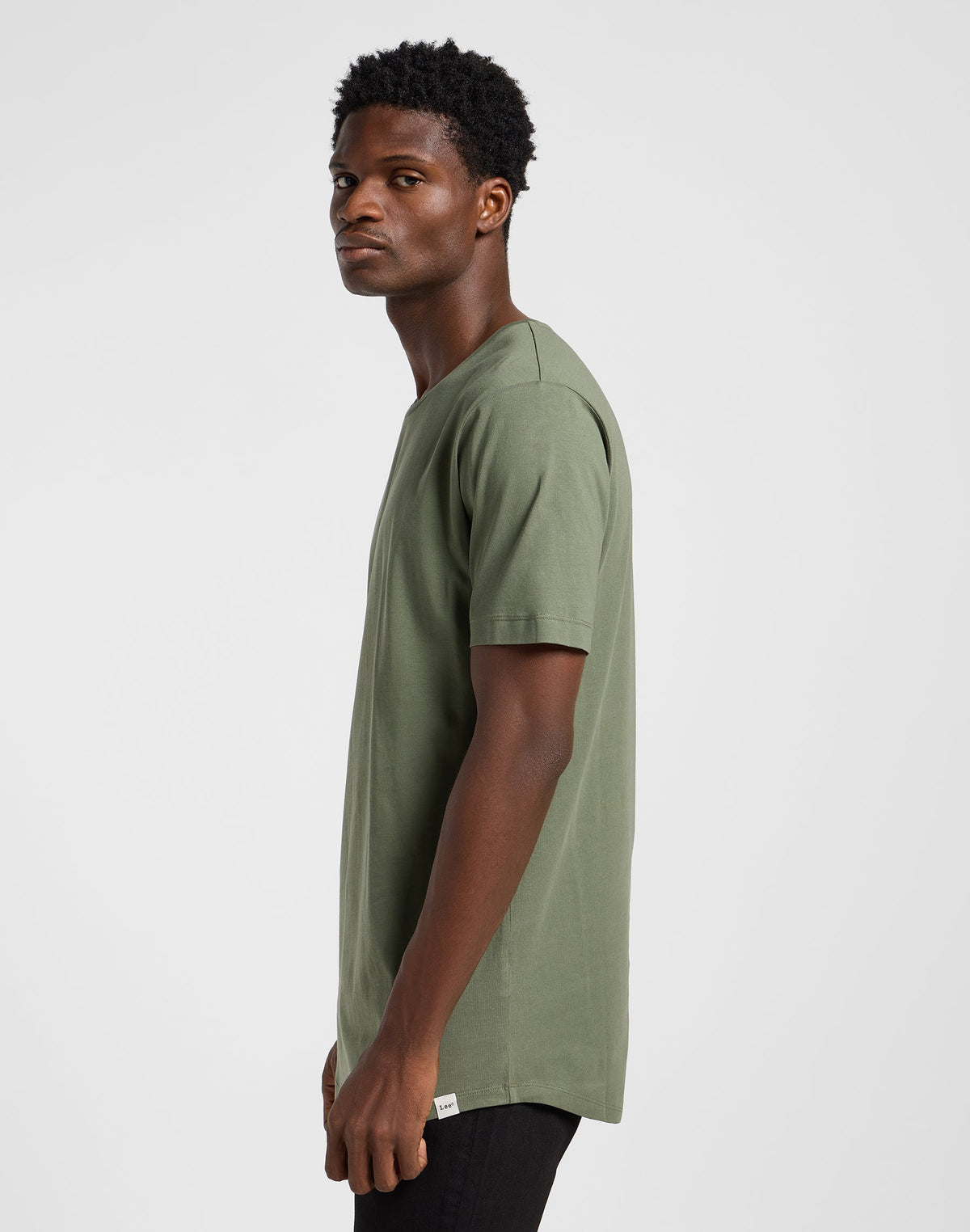 Shaped Tee in Olive Grove