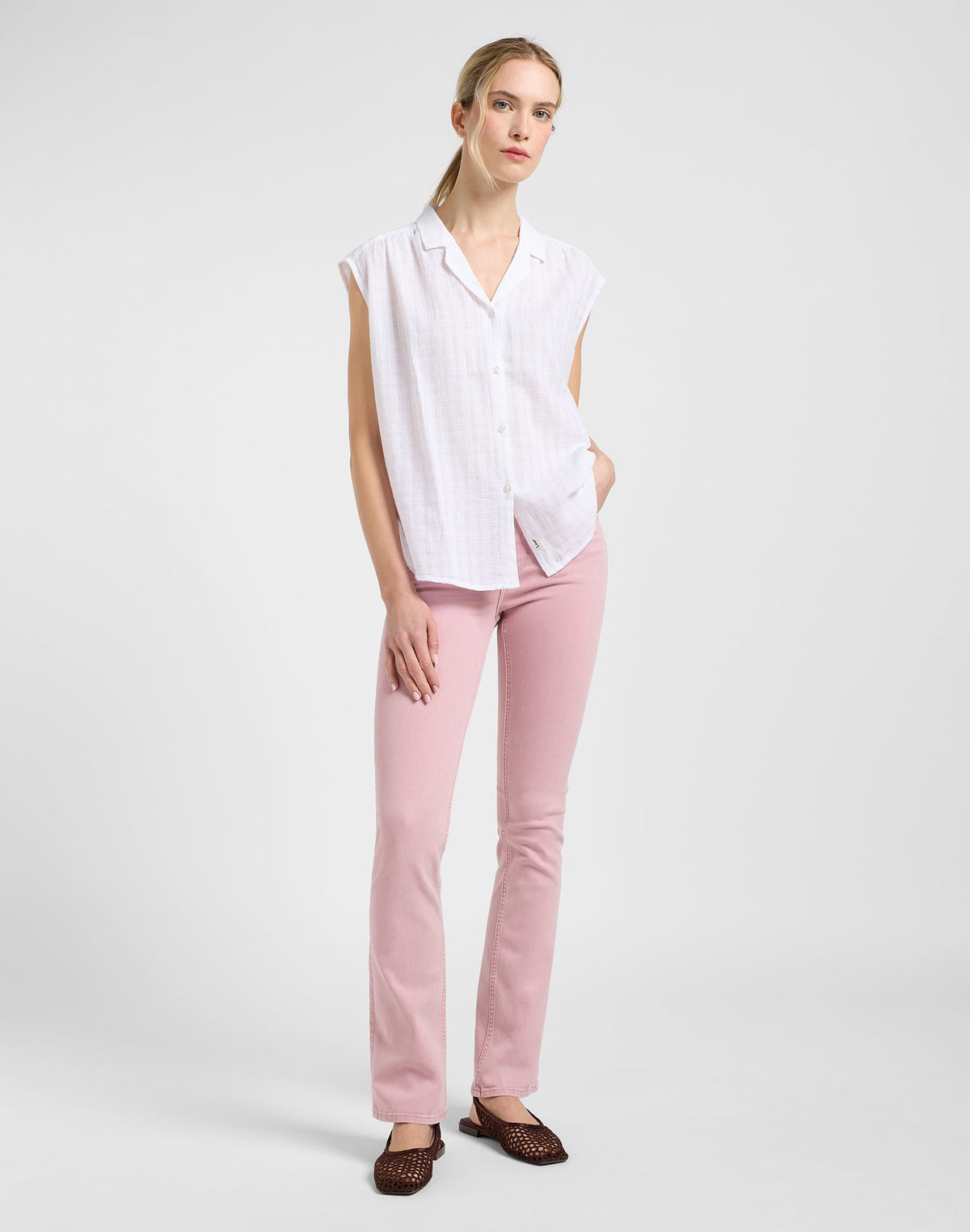 Cap Sleeve Shirt in Bright White