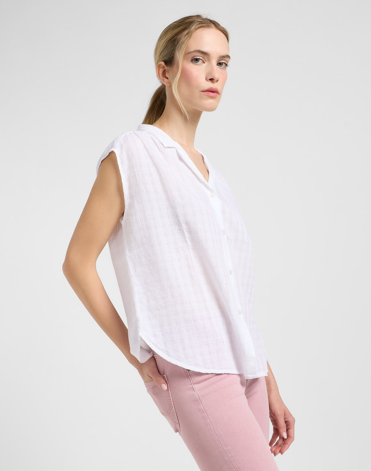 Cap Sleeve Shirt in Bright White