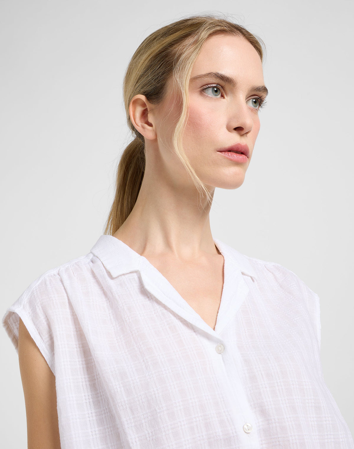 Cap Sleeve Shirt in Bright White