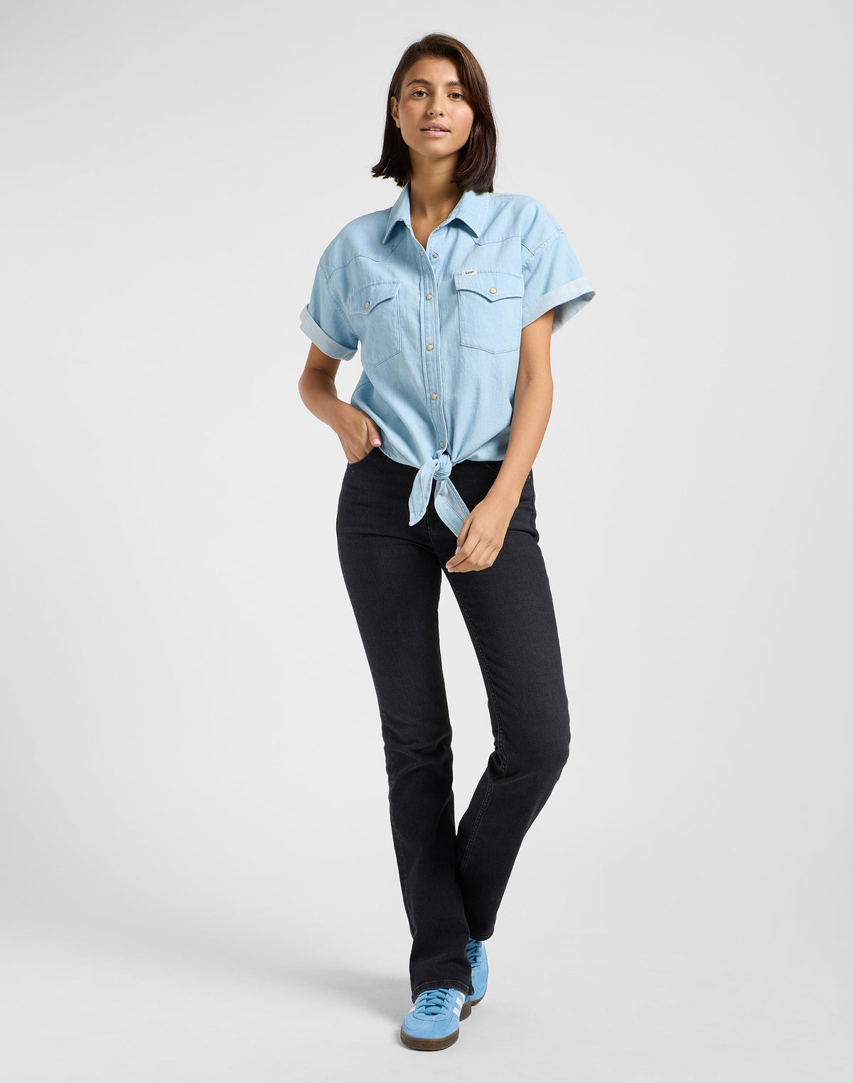 Crop Tied Western Shirt in Light Mood