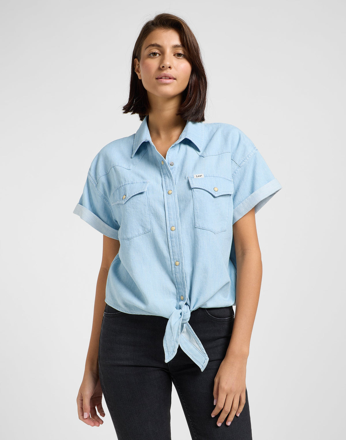 Crop Tied Western Shirt in Light Mood