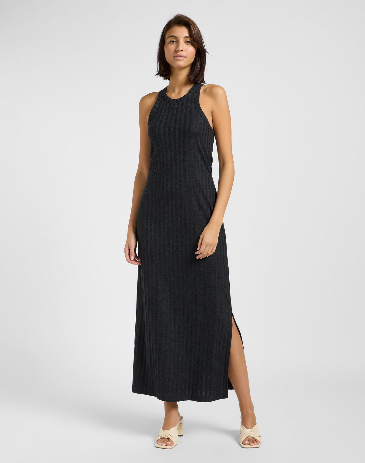 Rib Tank Dress in Black
