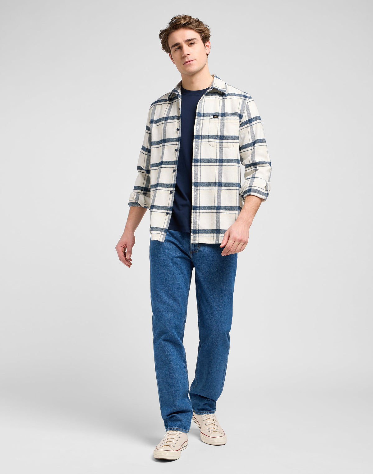 Mercantile Shirt in Vintage Ecru Jaspe Plaid