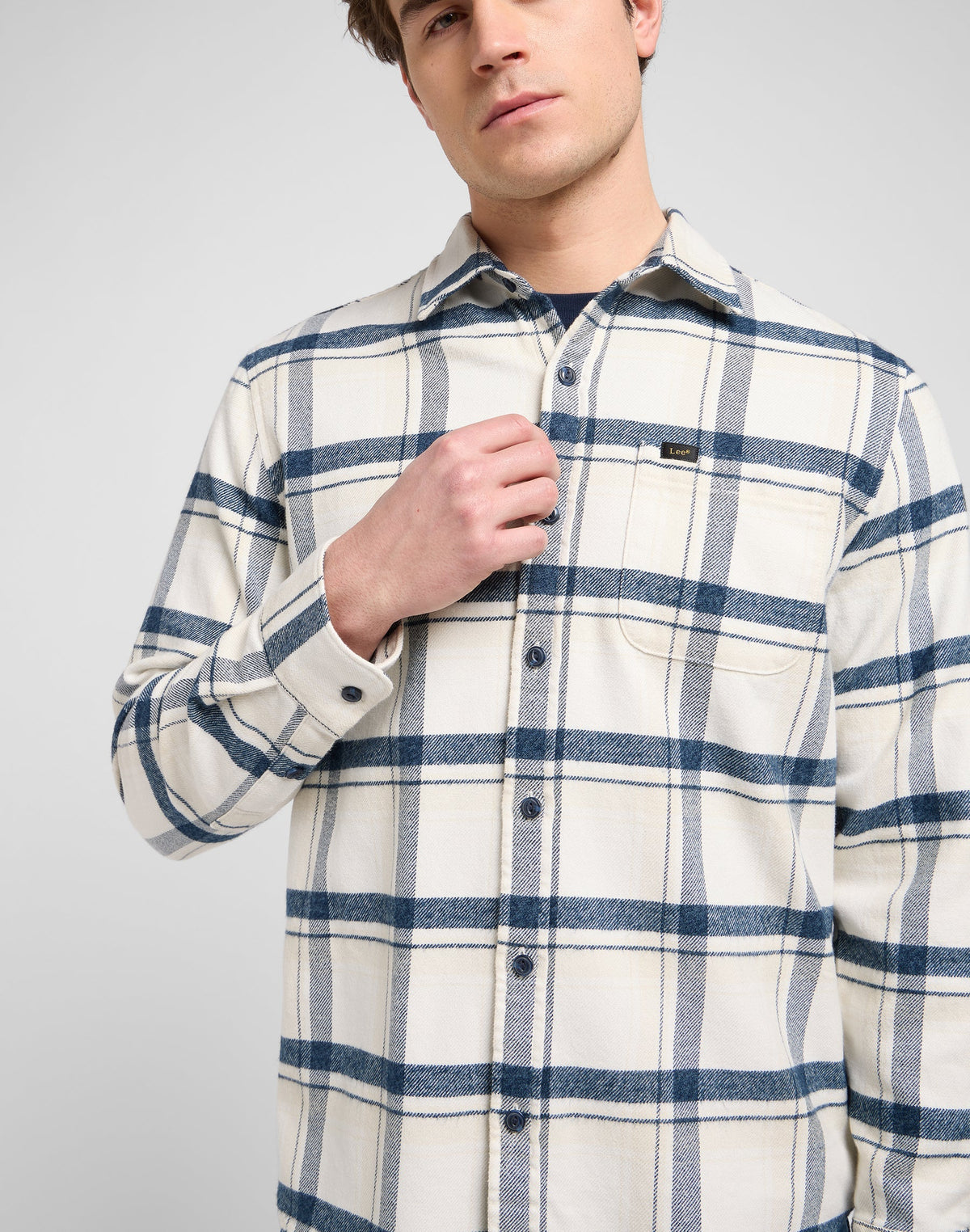Mercantile Shirt in Vintage Ecru Jaspe Plaid
