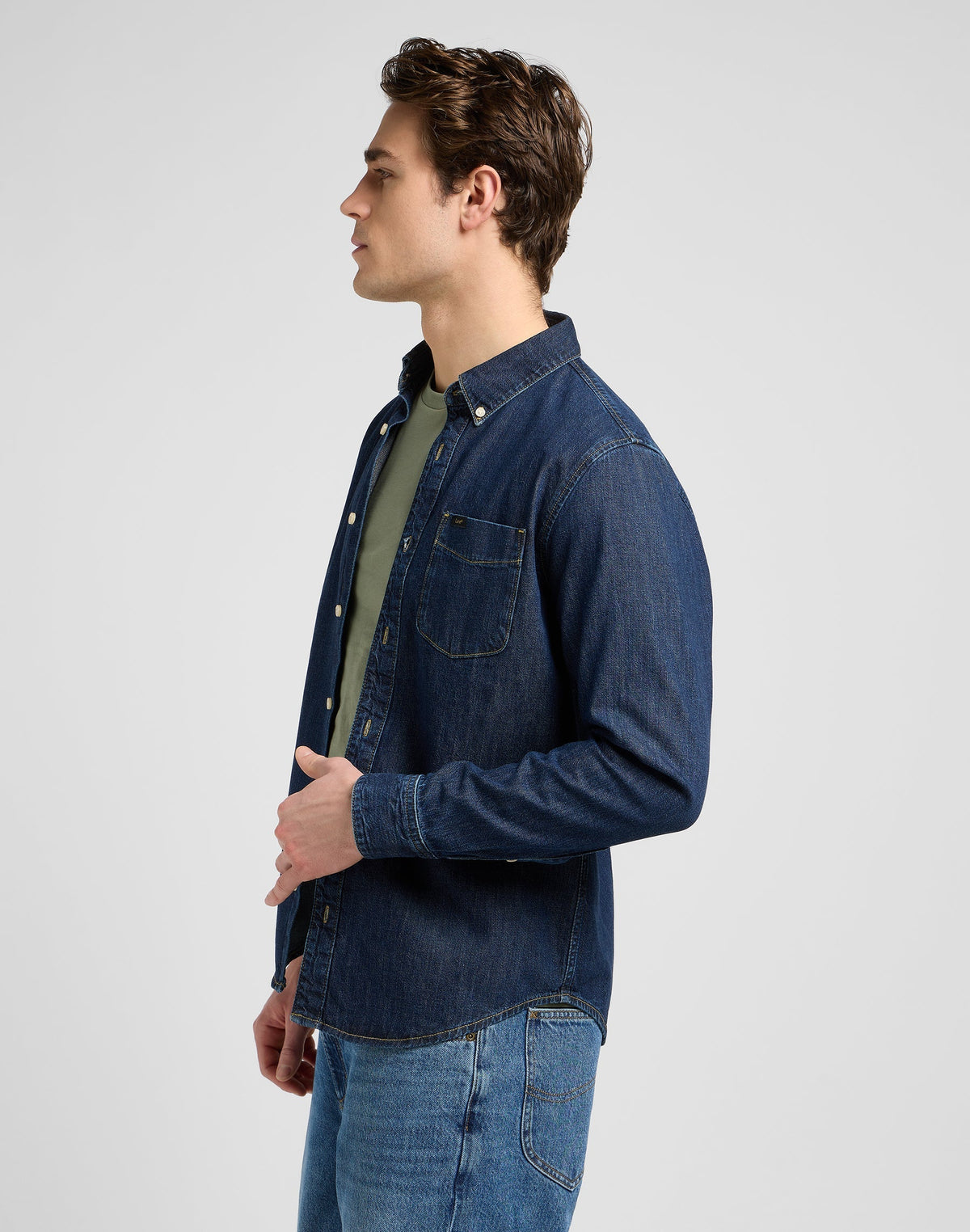 Lee Button Down in Mid Stone 2