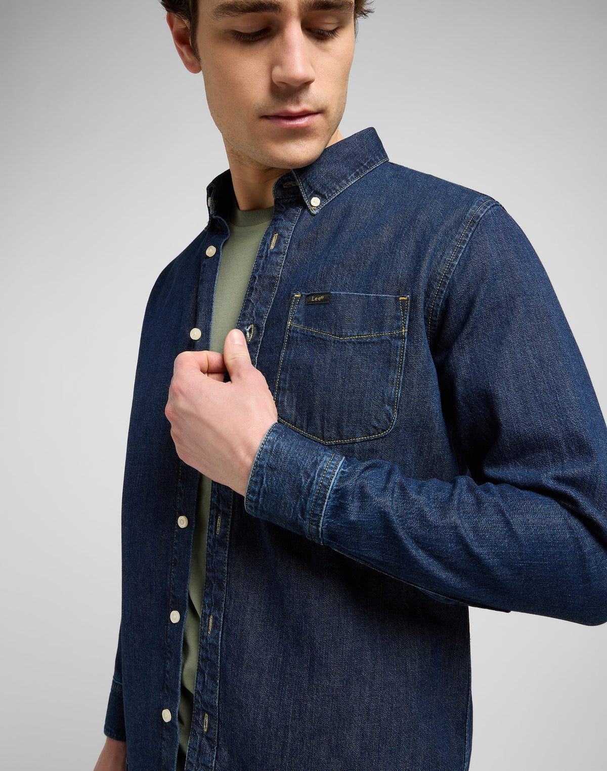 Lee Button Down in Mid Stone 2