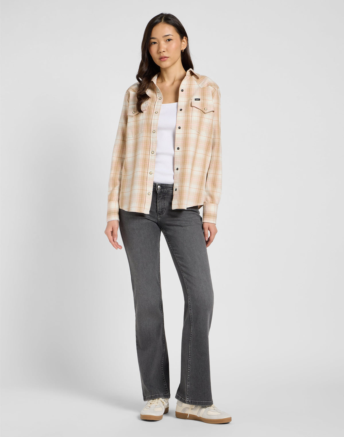 Regular Western Shirt in Khaki Plaid