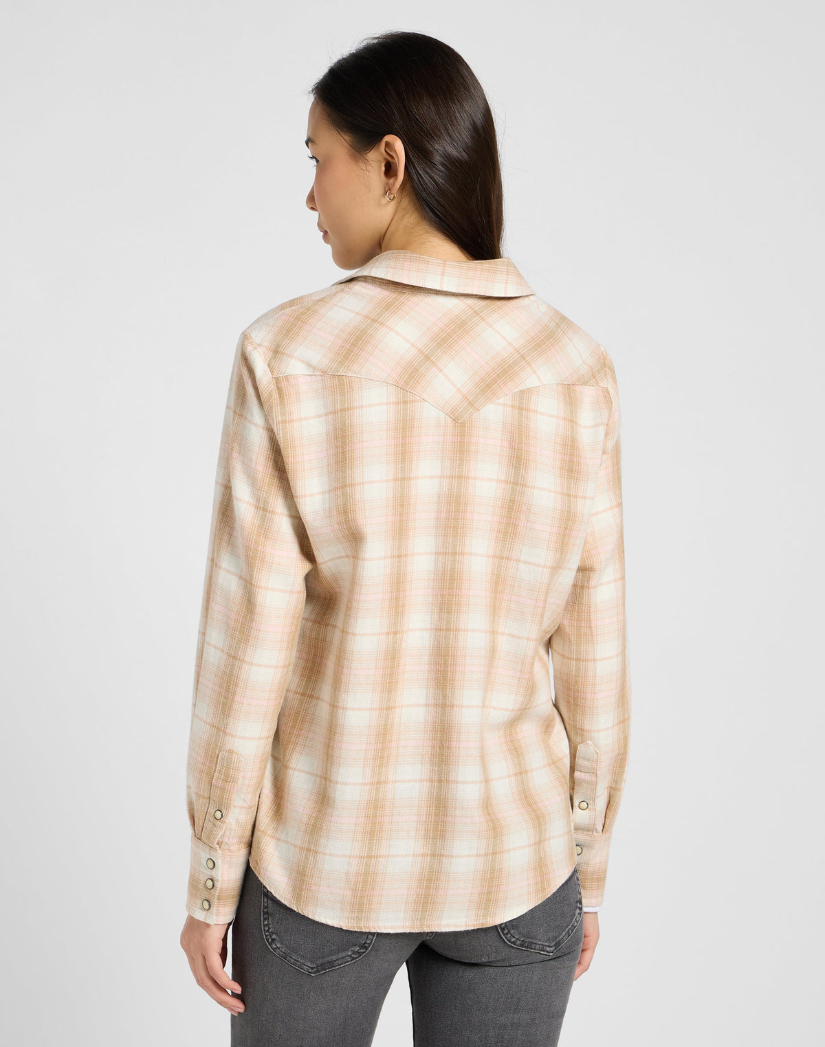 Regular Western Shirt in Khaki Plaid