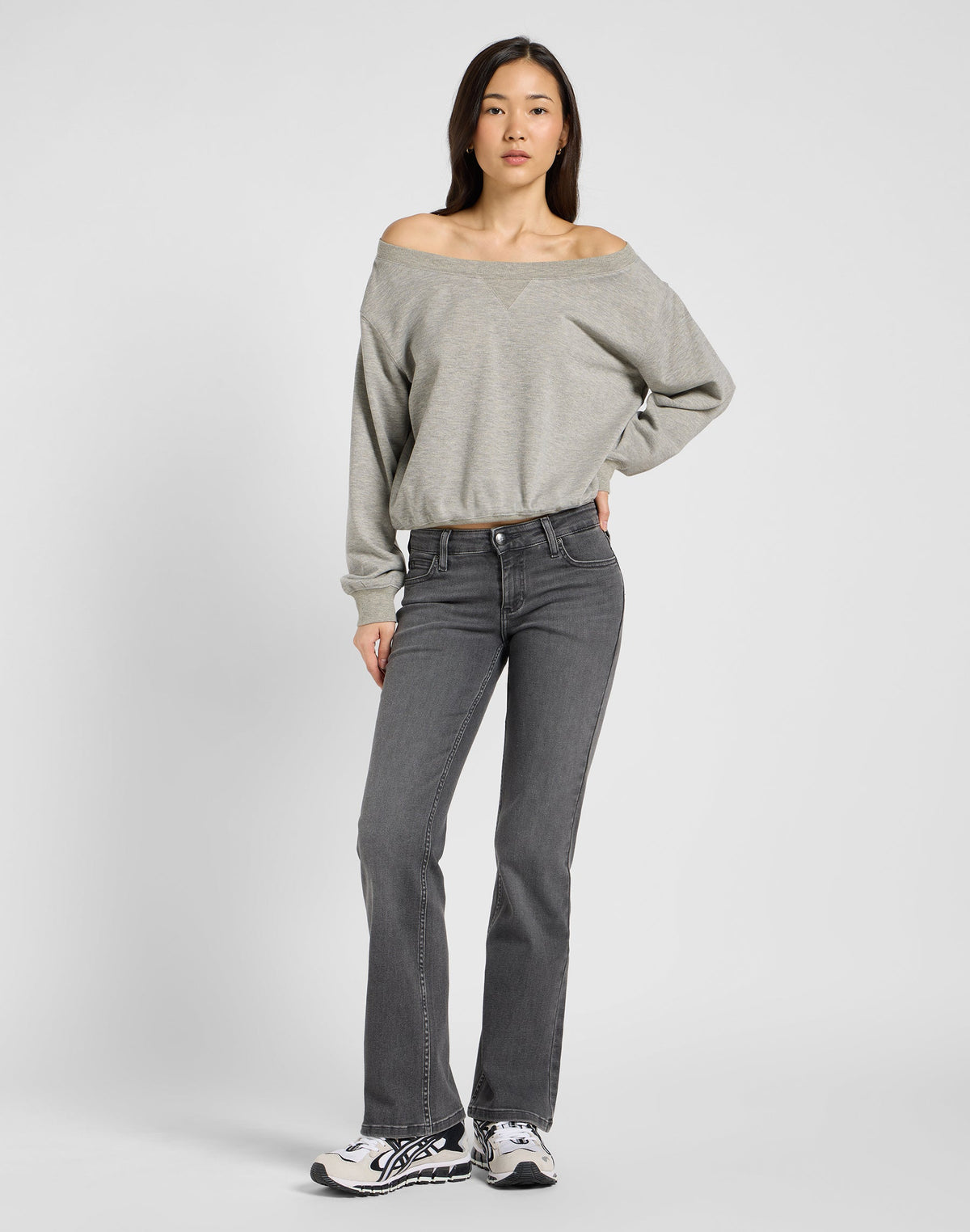 Off Shoulder Sws in Grey Heather