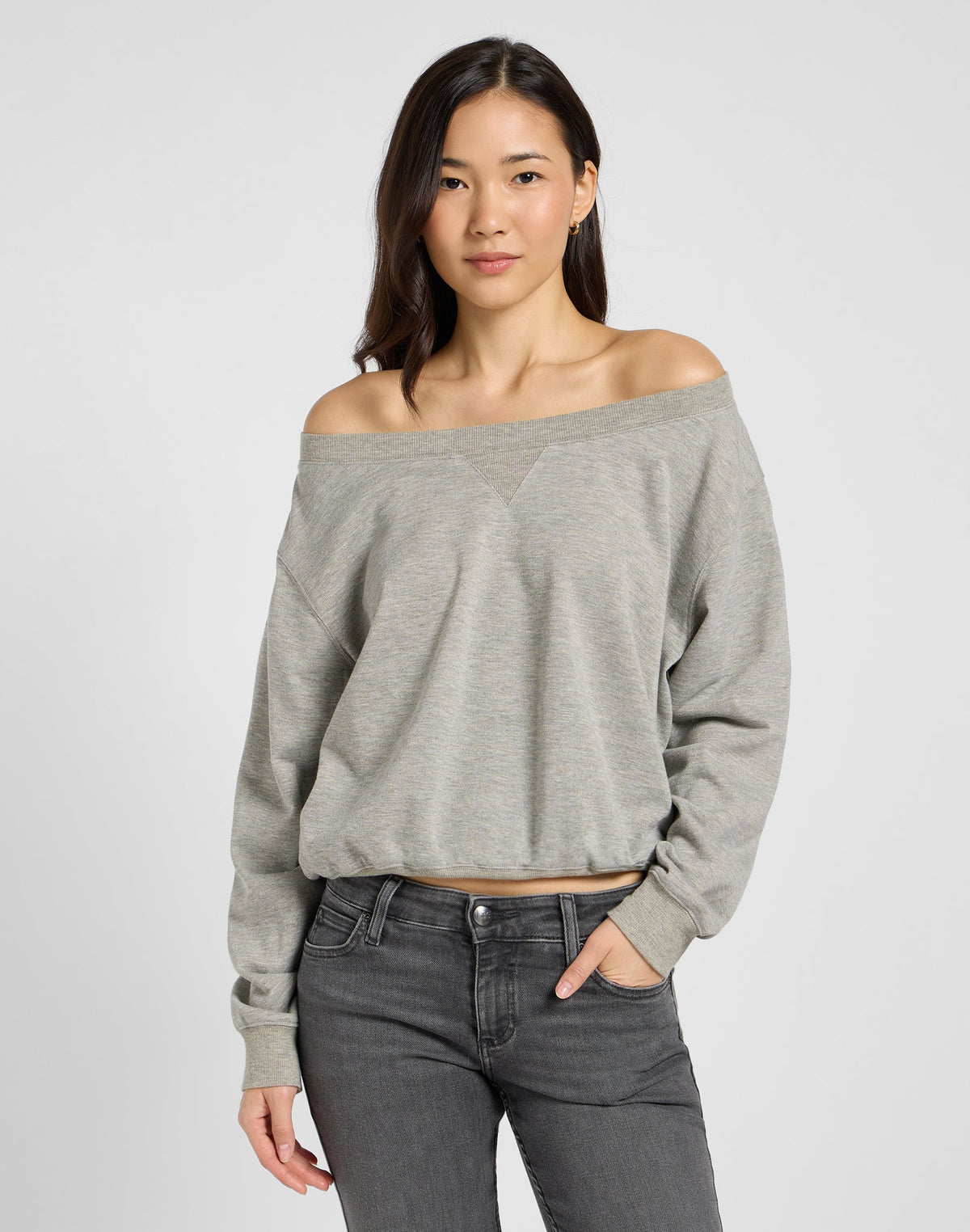 Off Shoulder Sws in Grey Heather