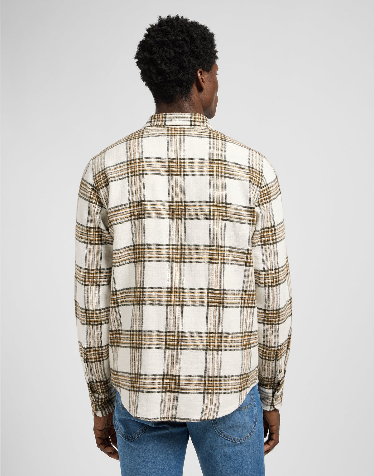 Clean Western Shirt in Ecru Ochre Plaid