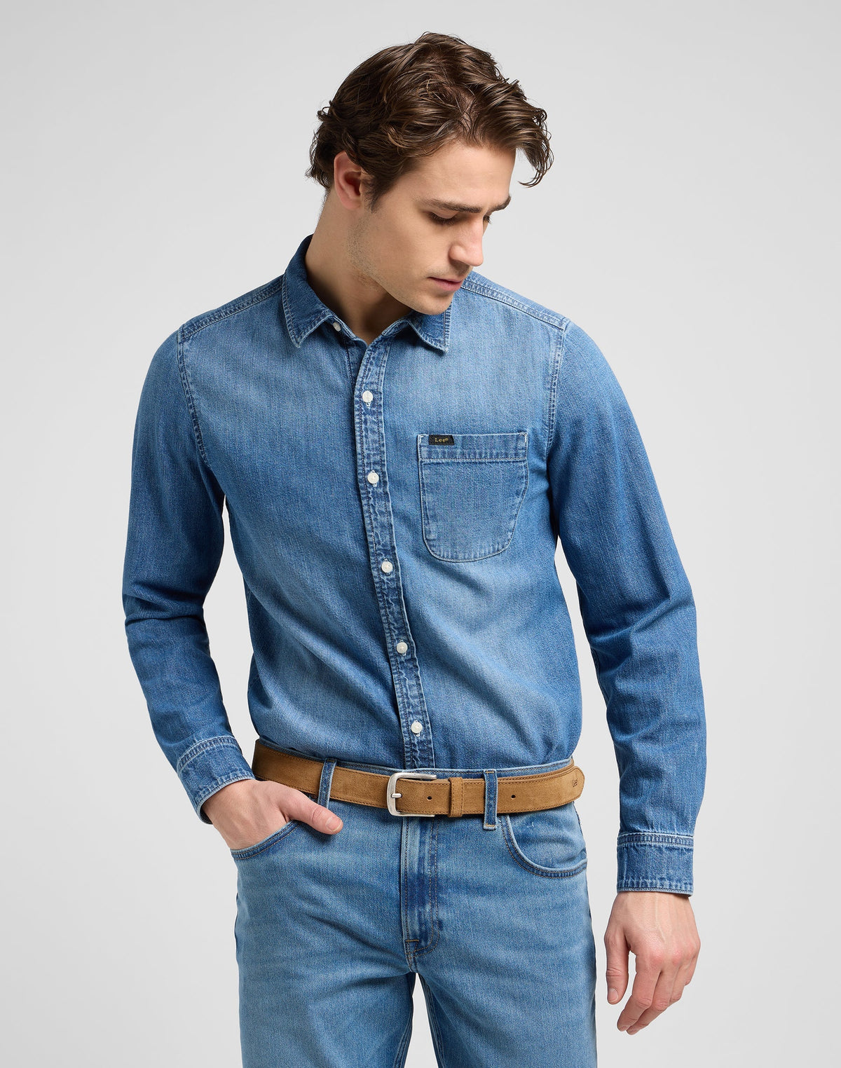 Suede Belt in Khaki