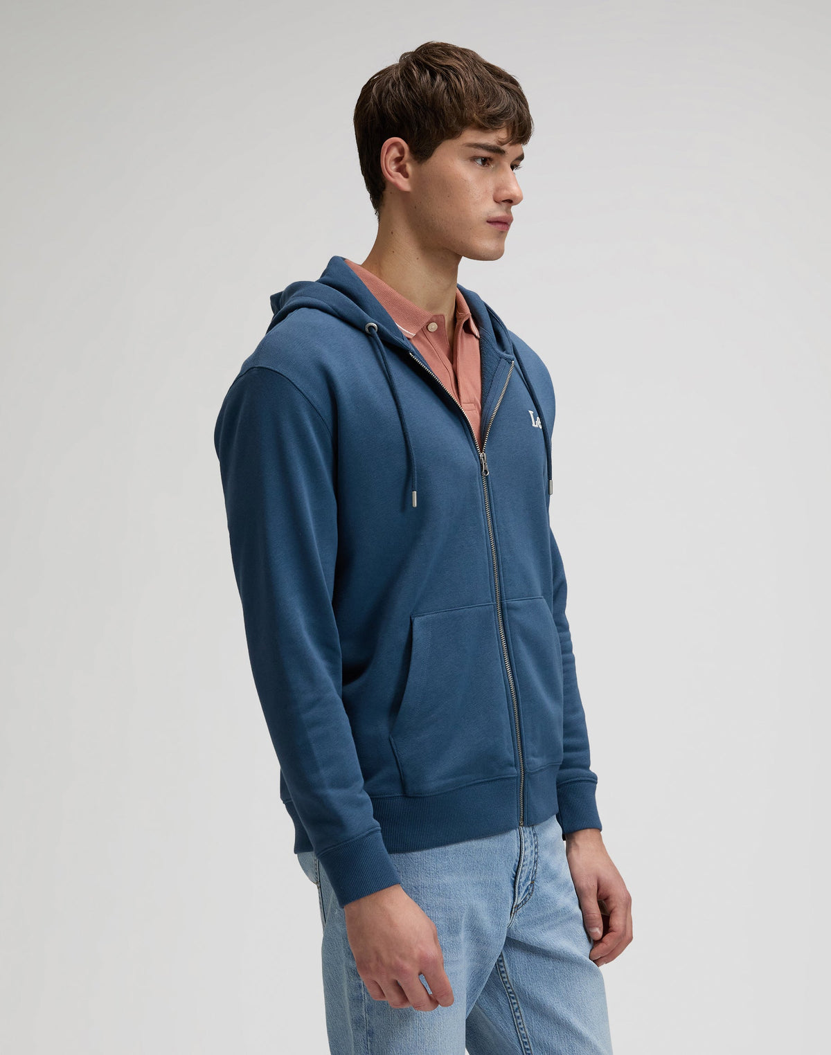 Ess Lee Full Zip Hoodie in Academy Blue