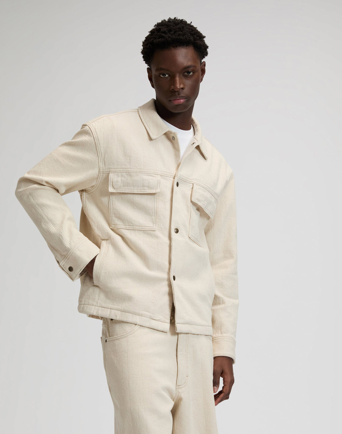 Jacquard Jacket in Natural Greige