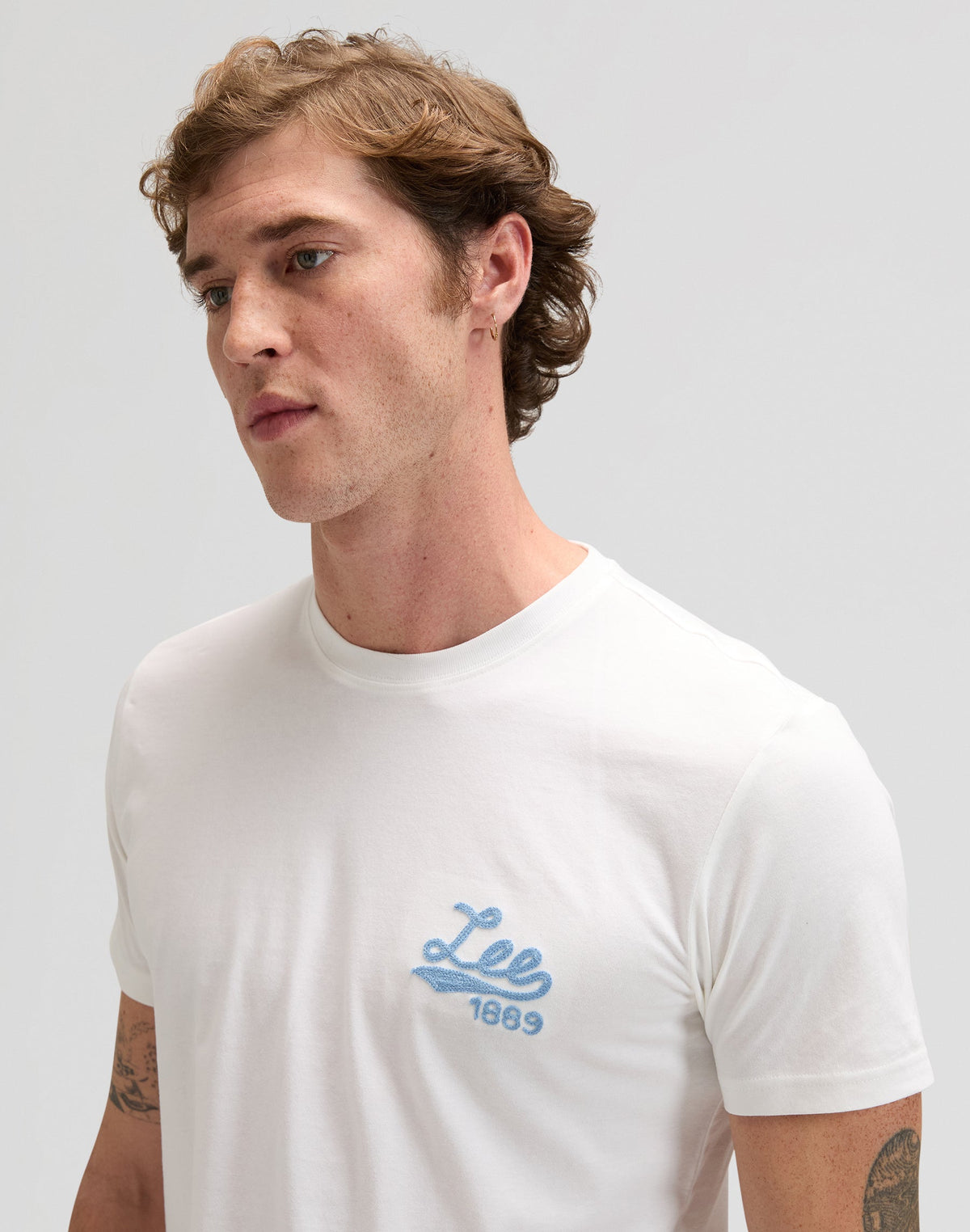 Lee Stitch Tee in Bright White