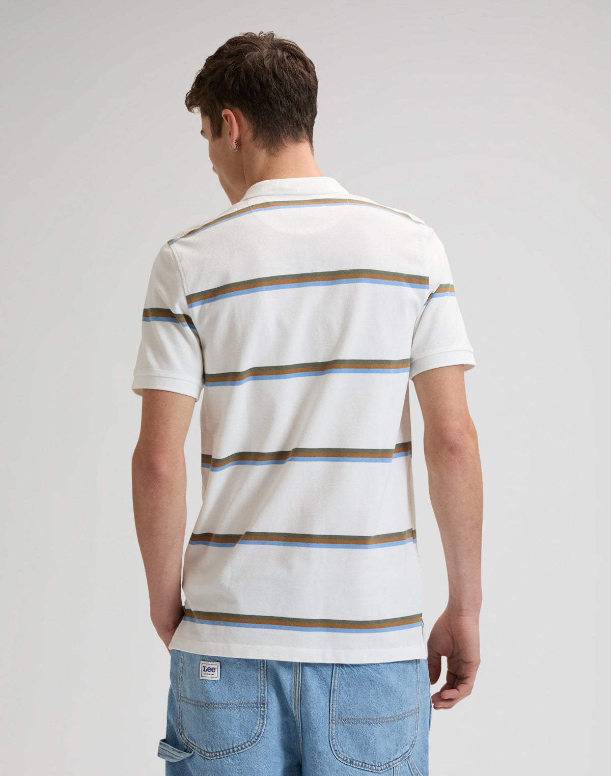 Pique Polo in Halogen Safari Stripe