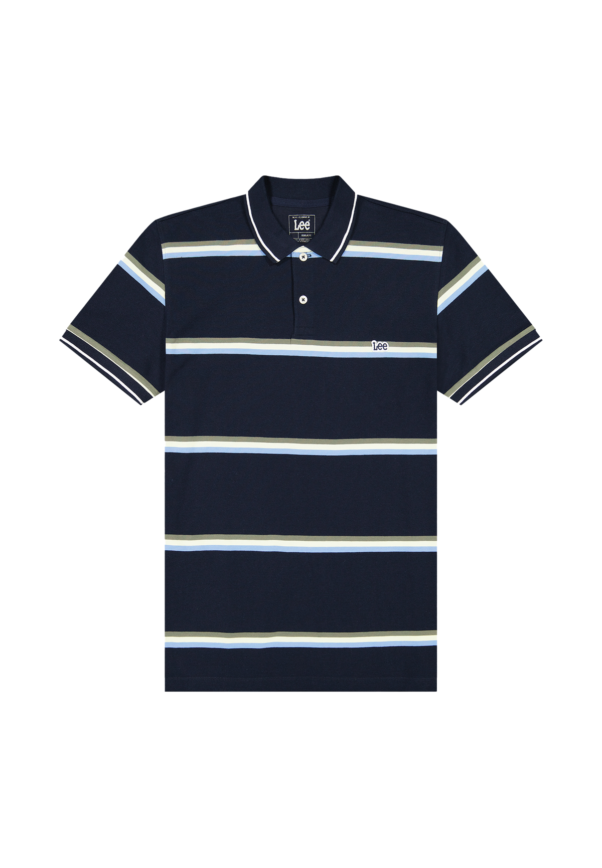 Pique Polo in Lime Ice Navy Stripe