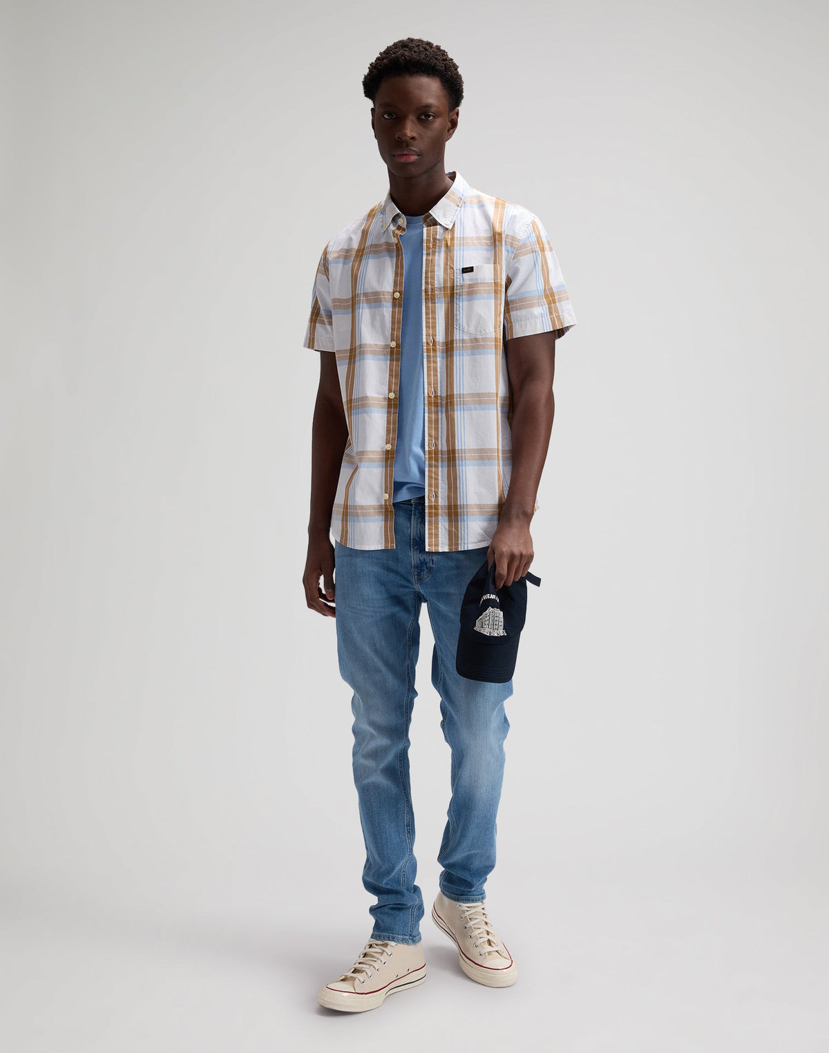 Lee Button Down Shortsleeve in Safari Halogen Plaid