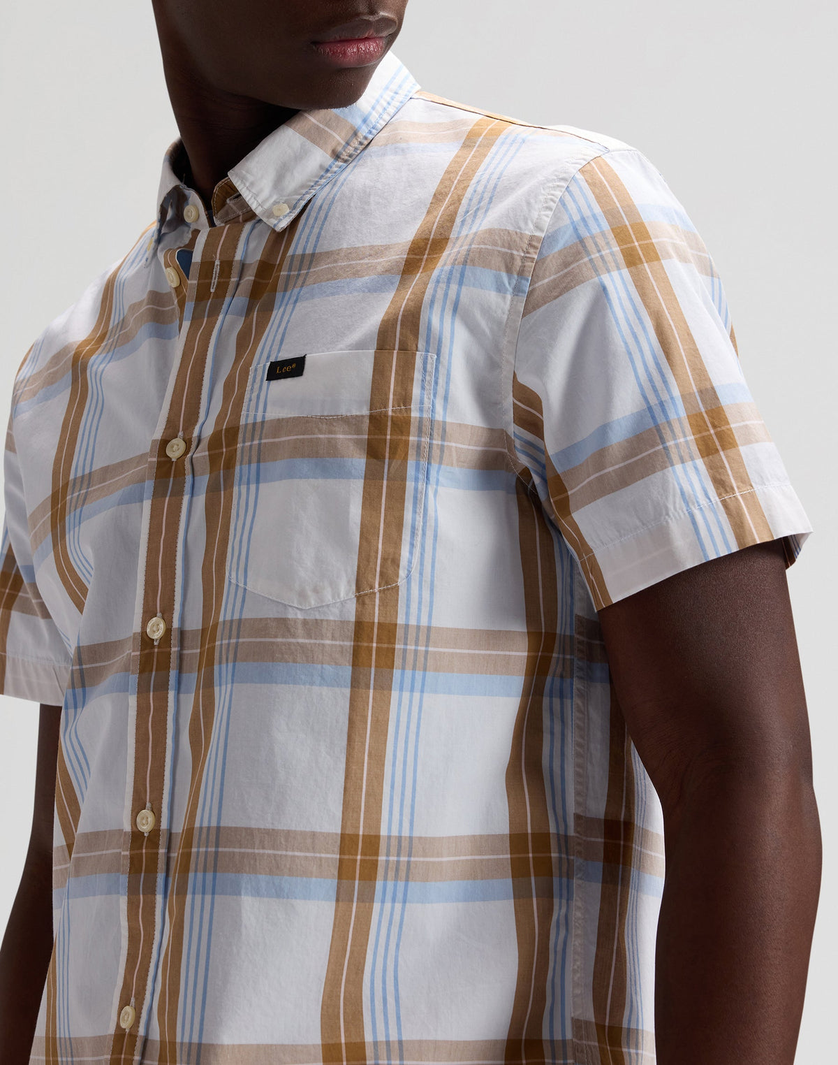 Lee Button Down Shortsleeve in Safari Halogen Plaid
