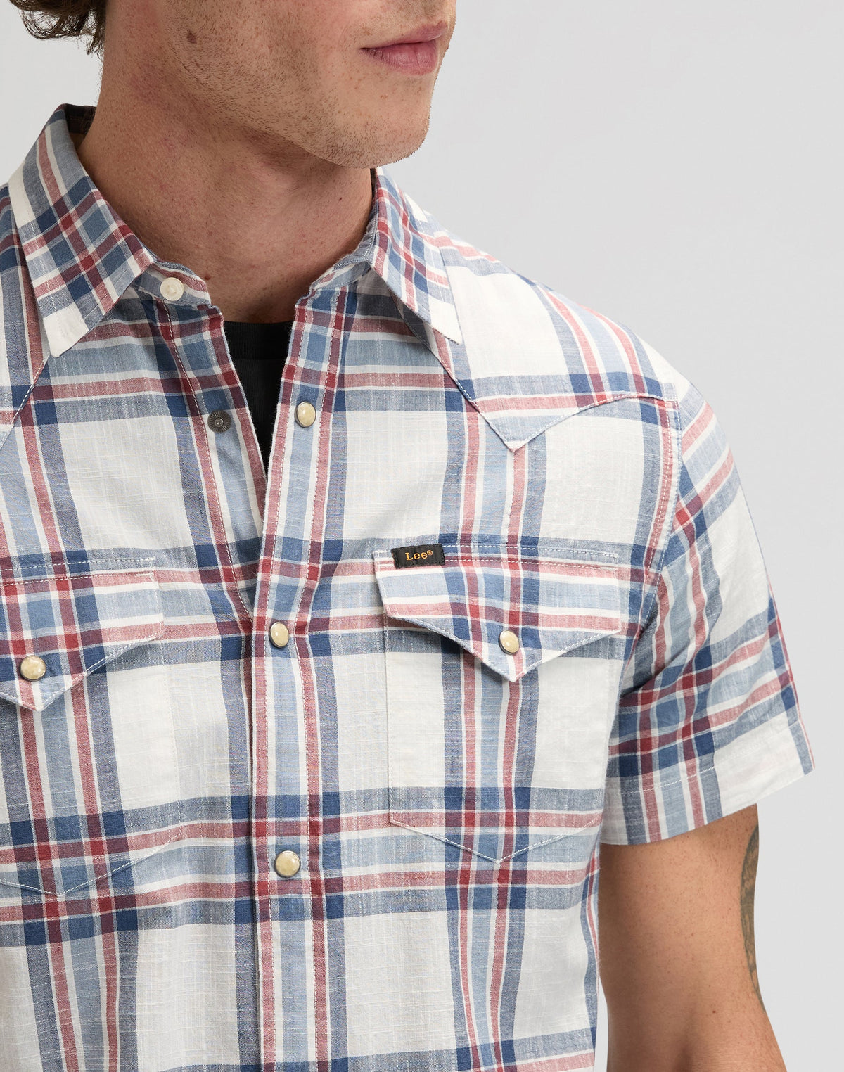 Ss Western Shirt in Academy Blue Plaid