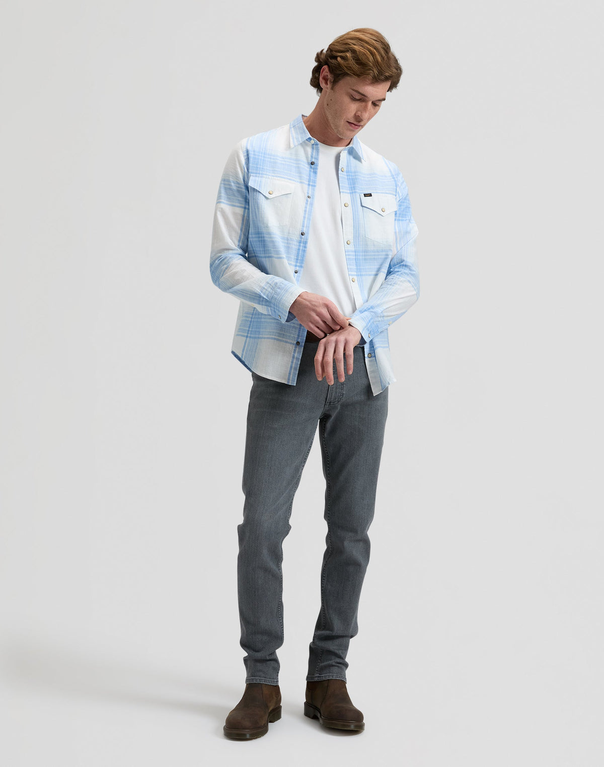 Clean Western Shirt in Halogen Ombre Plaid