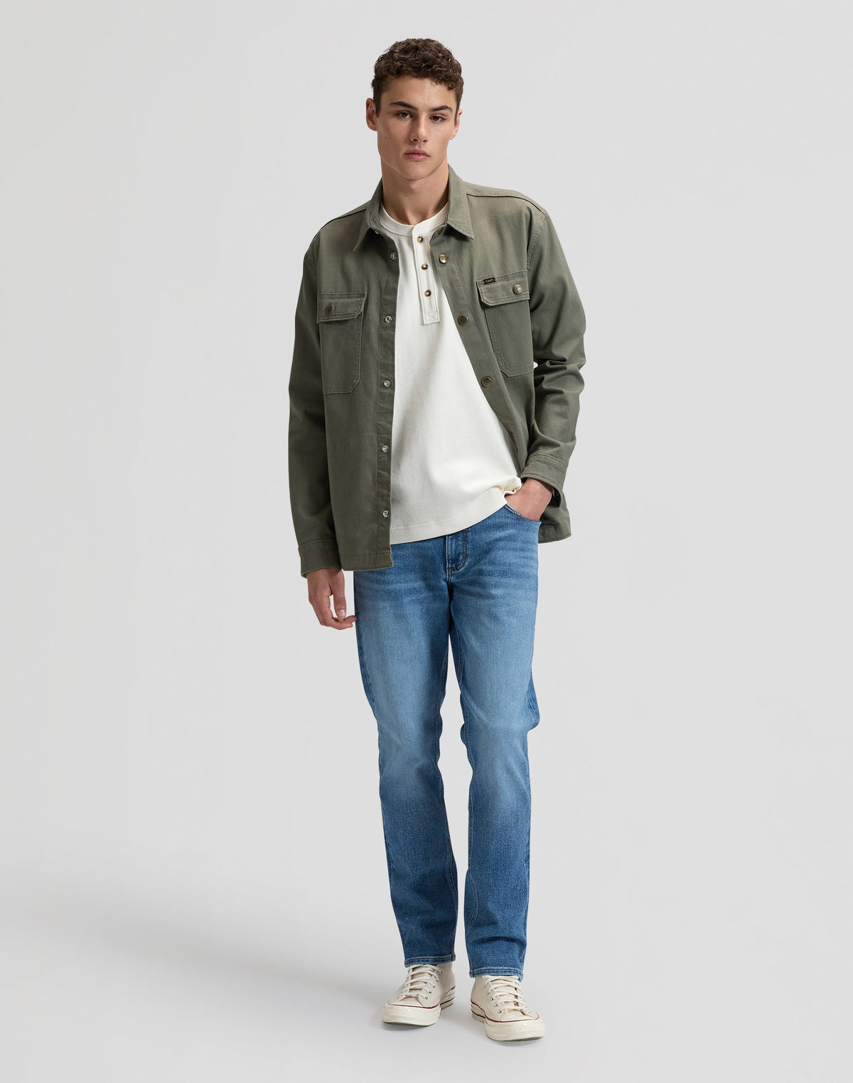 2 Pocket Overshirt in Lichen Olive