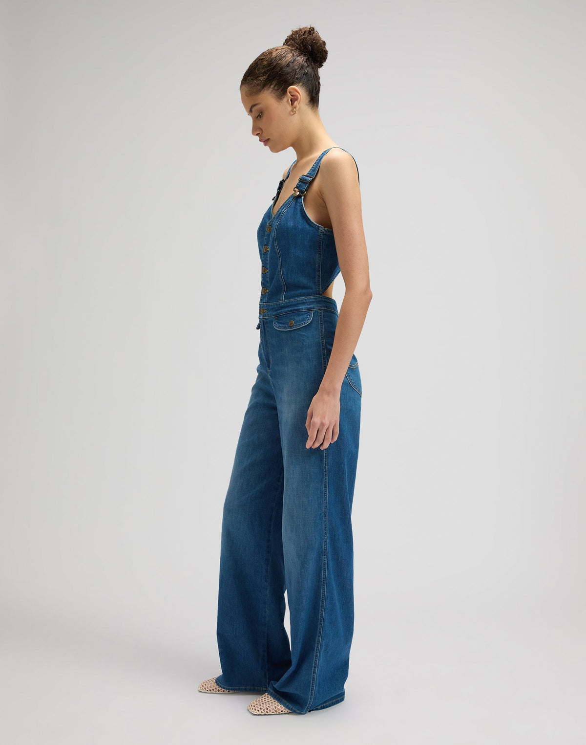 Cut Out Jumpsuit in Blue Arrow