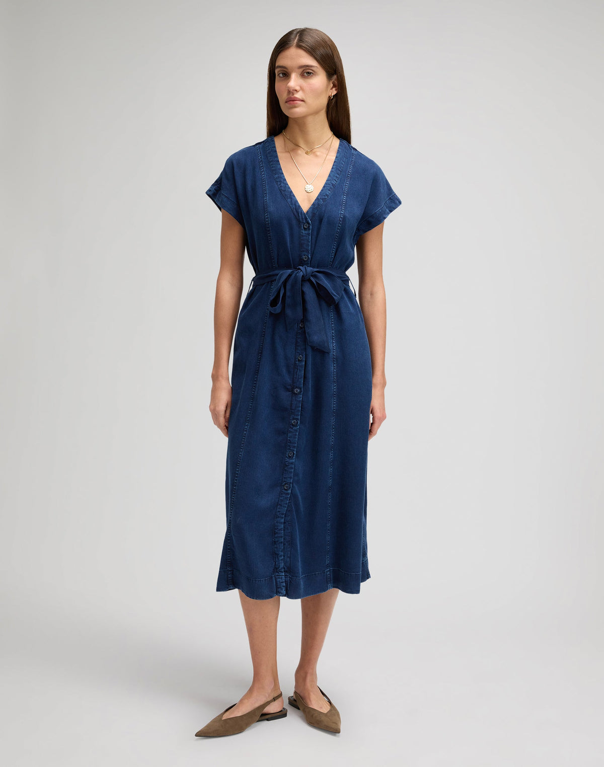 Belted Midi Dress in Sunset Ride