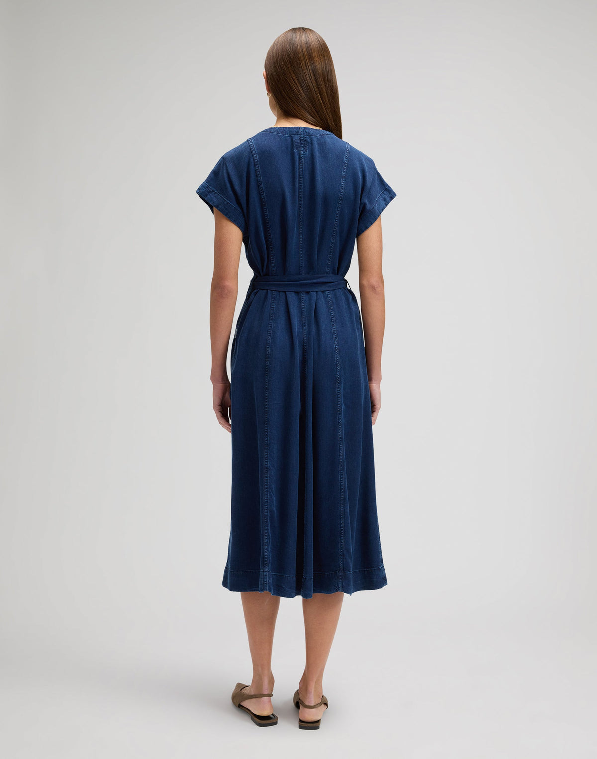 Belted Midi Dress in Sunset Ride