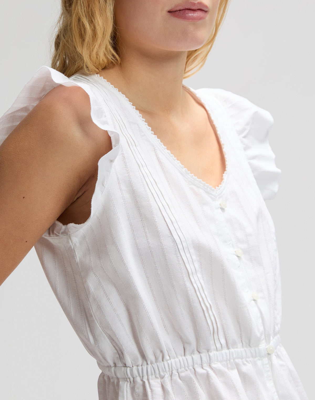 Ruffle Sleeve Shirt in Bright White